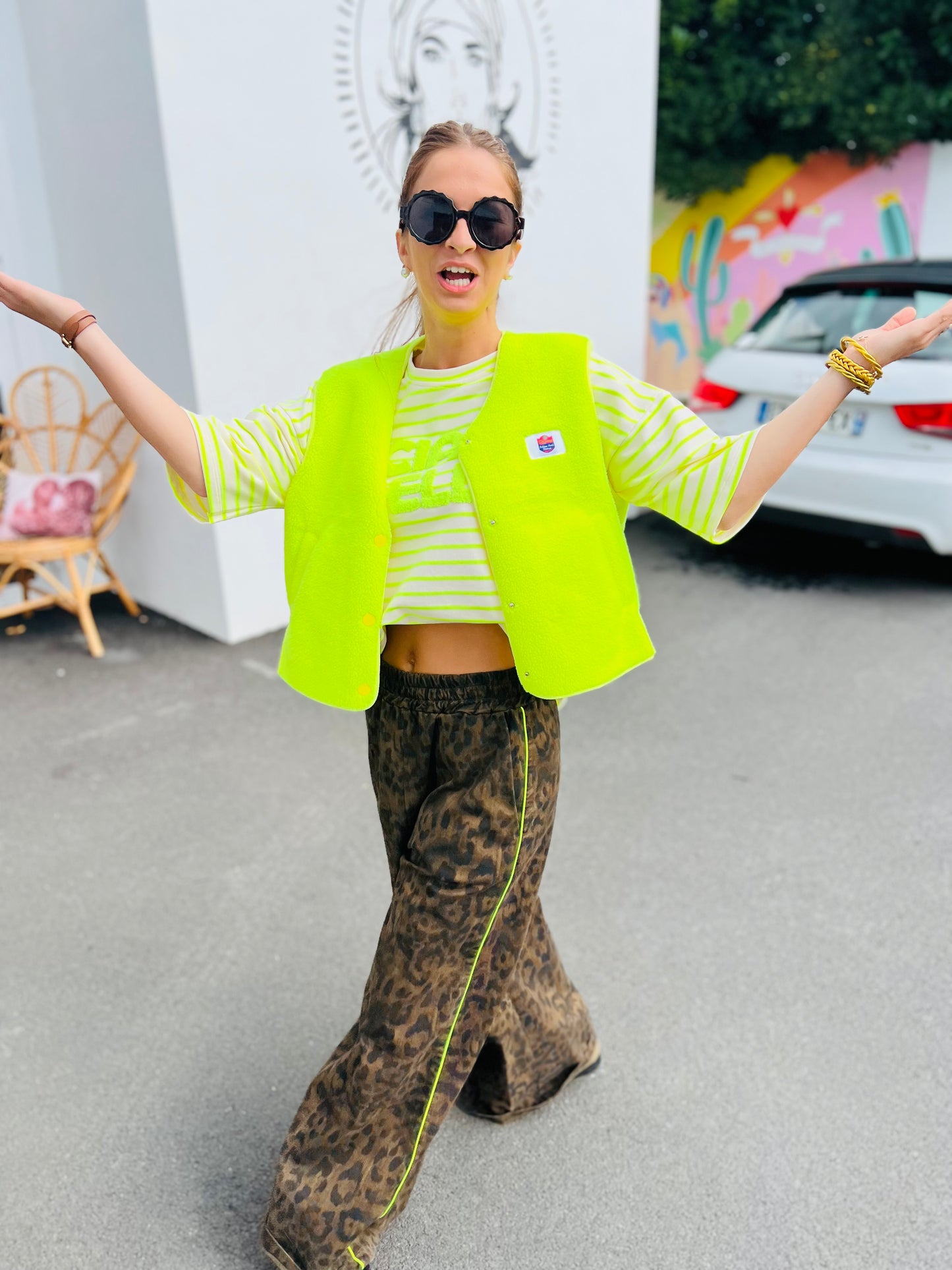 Pantalon Mariolu by Banditas - Léo bande jaune fluo