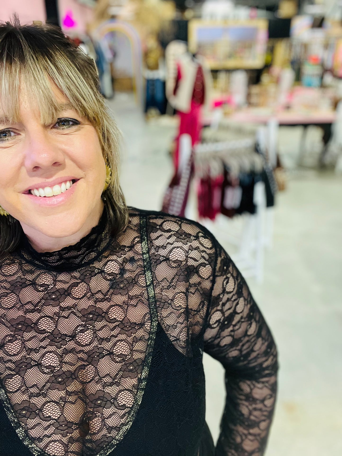 Top dentelle Palazzo - Noir