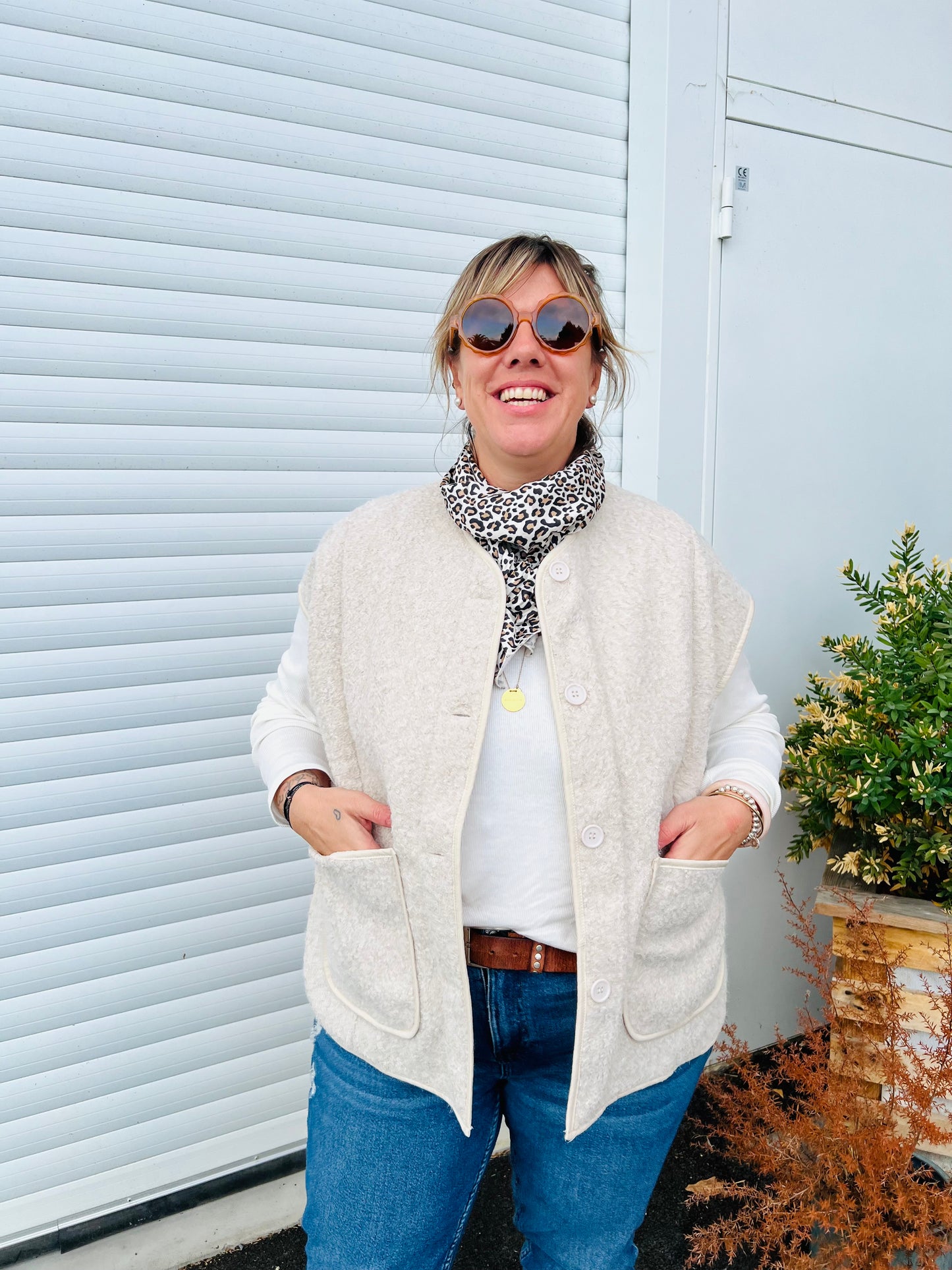 Veste sans manche laine Peru - Beige