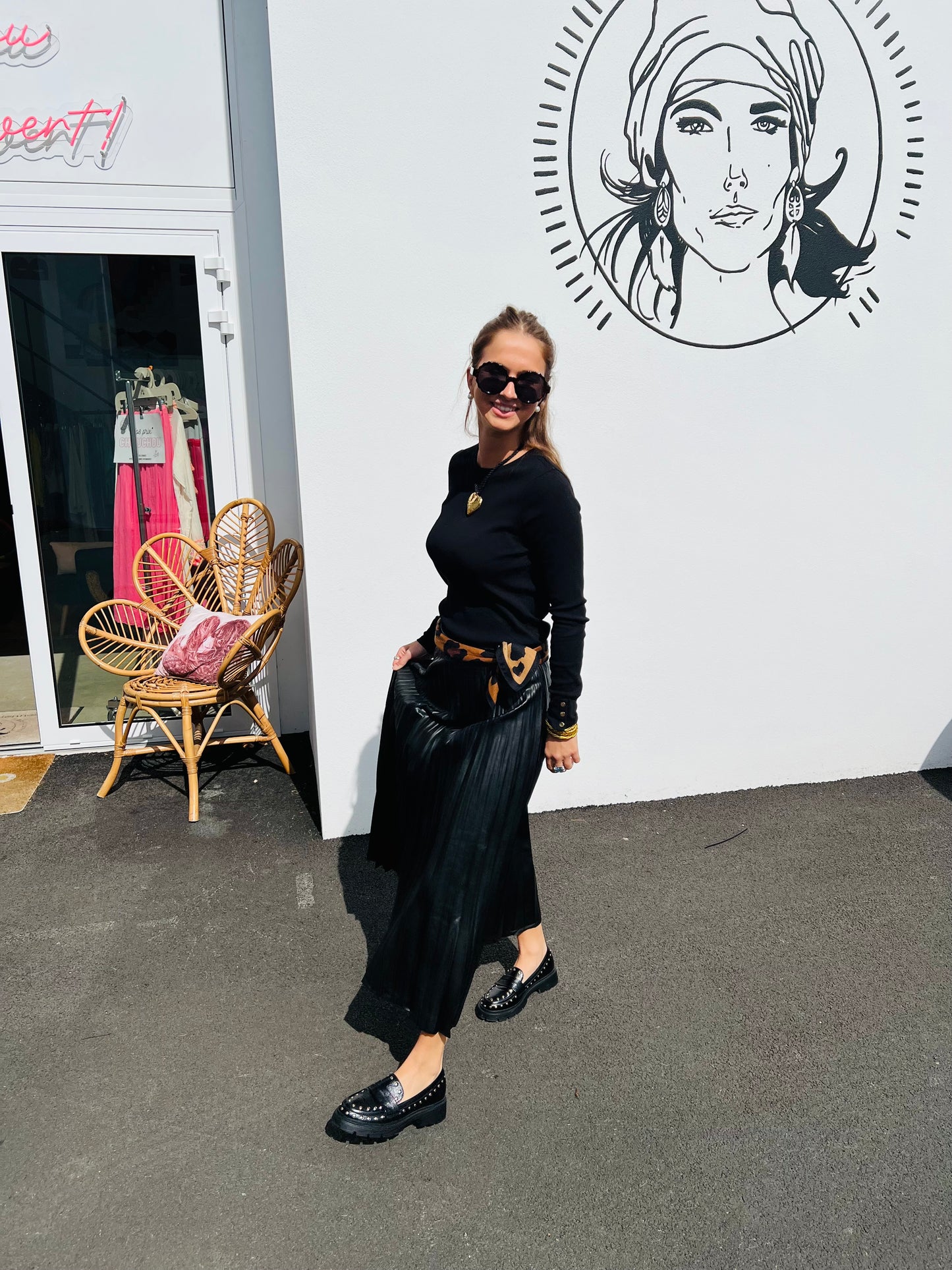 Jupe simili cuir Kao - Noir