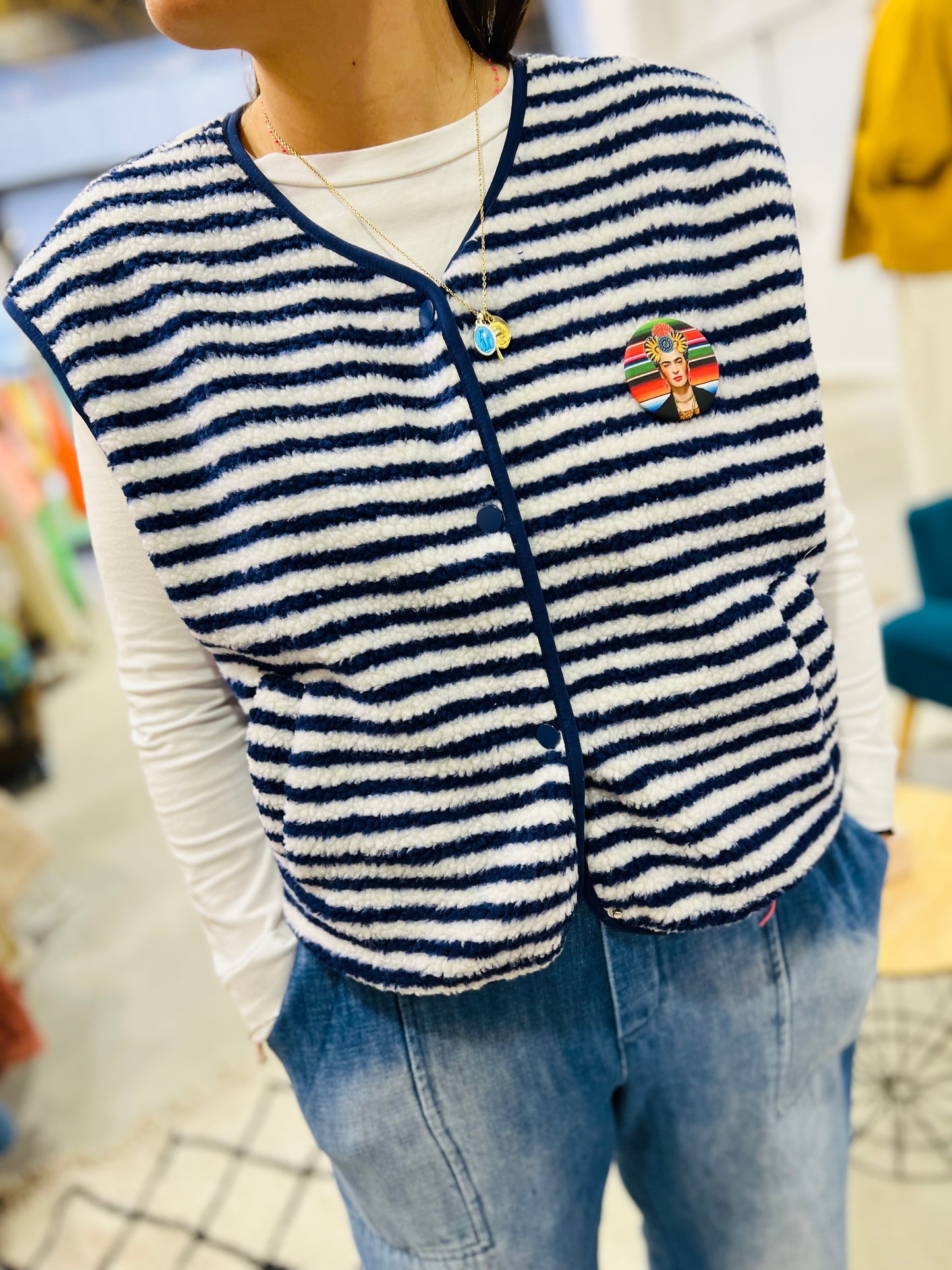 Veste sans manche Americana - Rayée marine