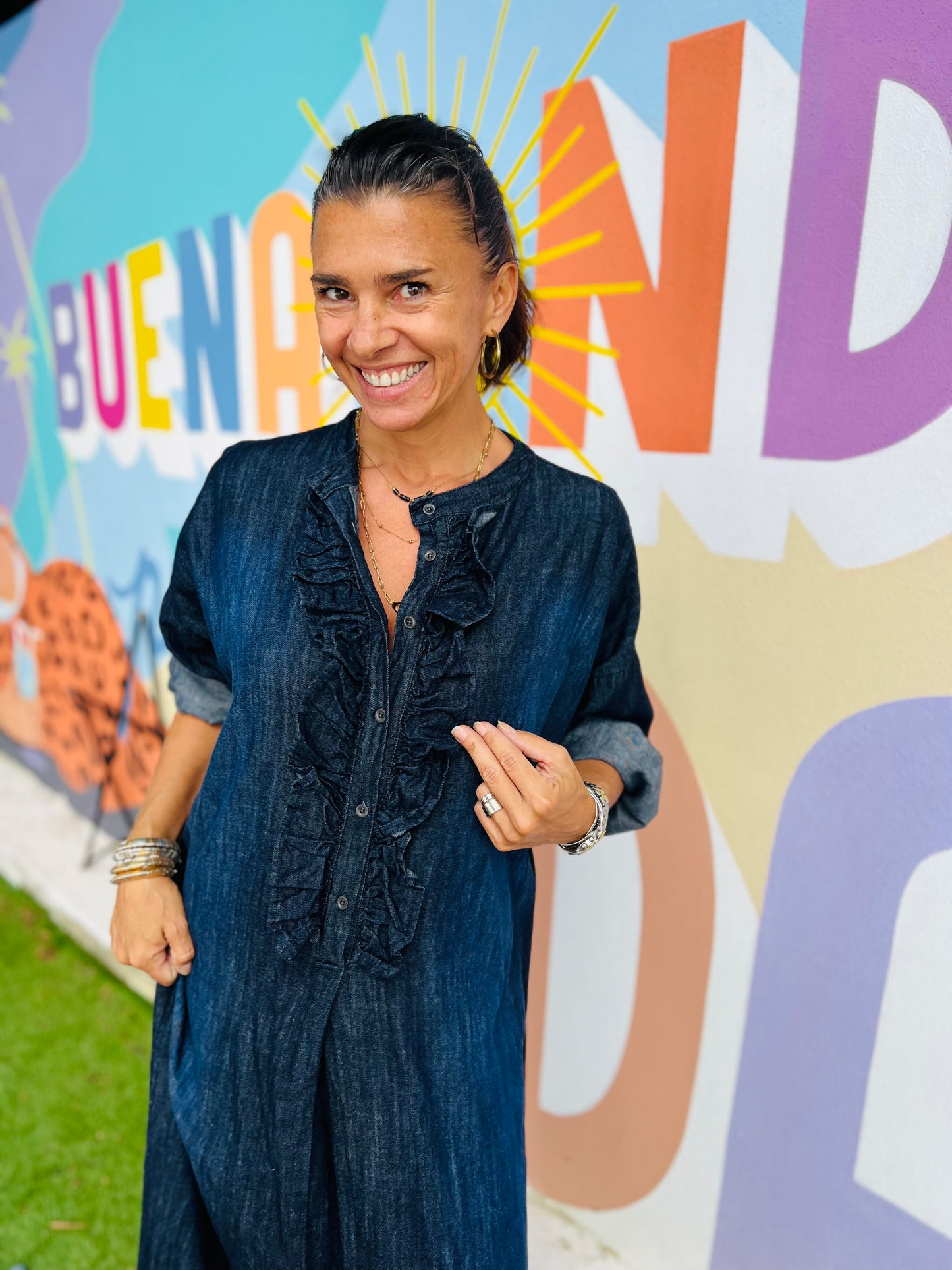 Robe longue en jean BENTON by Banditas - Denim bleu