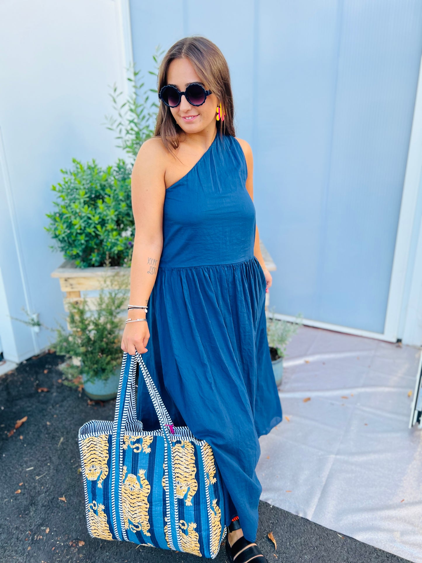 Robe one shoulder Bleuna - Marine