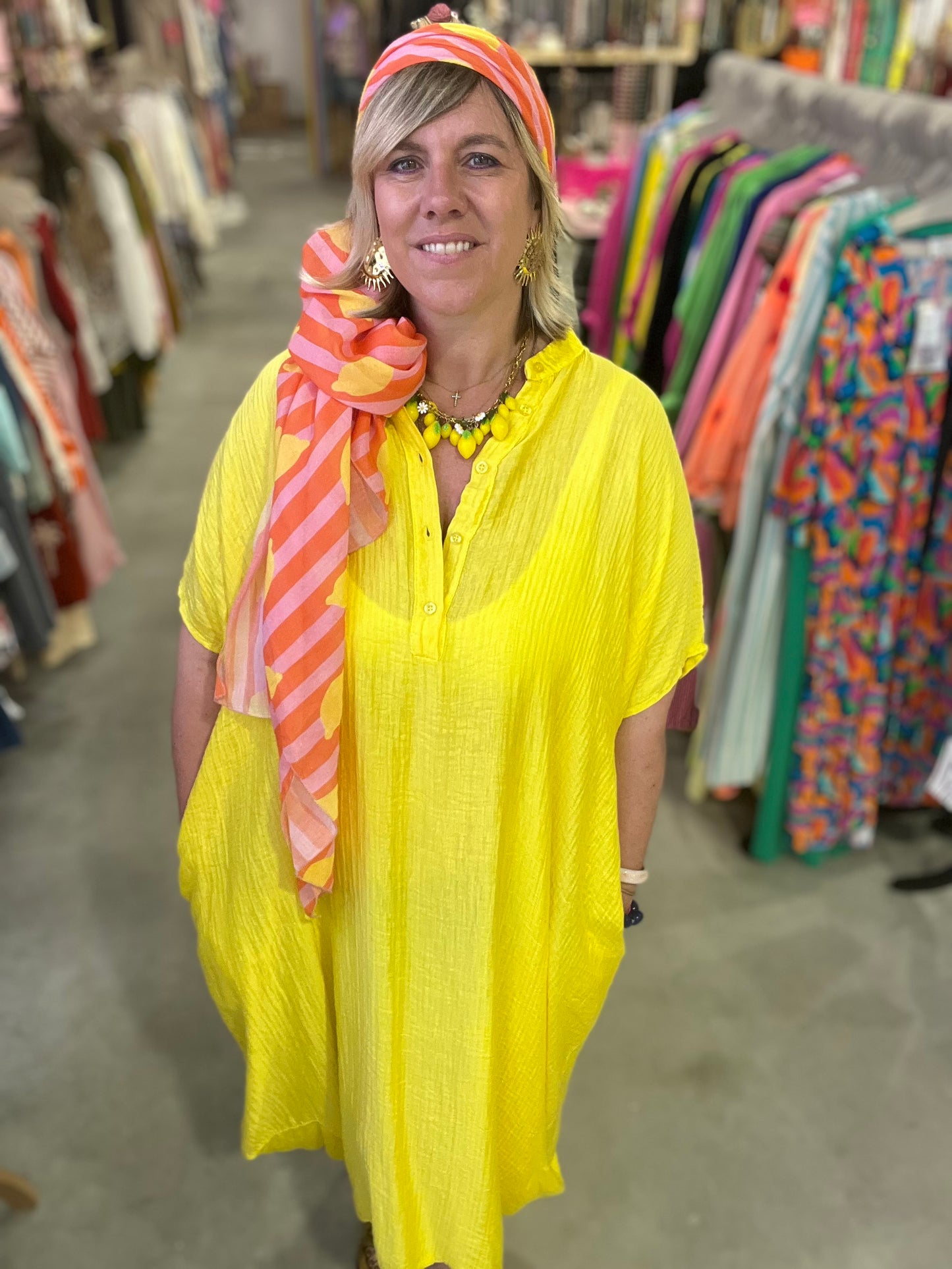 Robe longue Kafta - Jaune