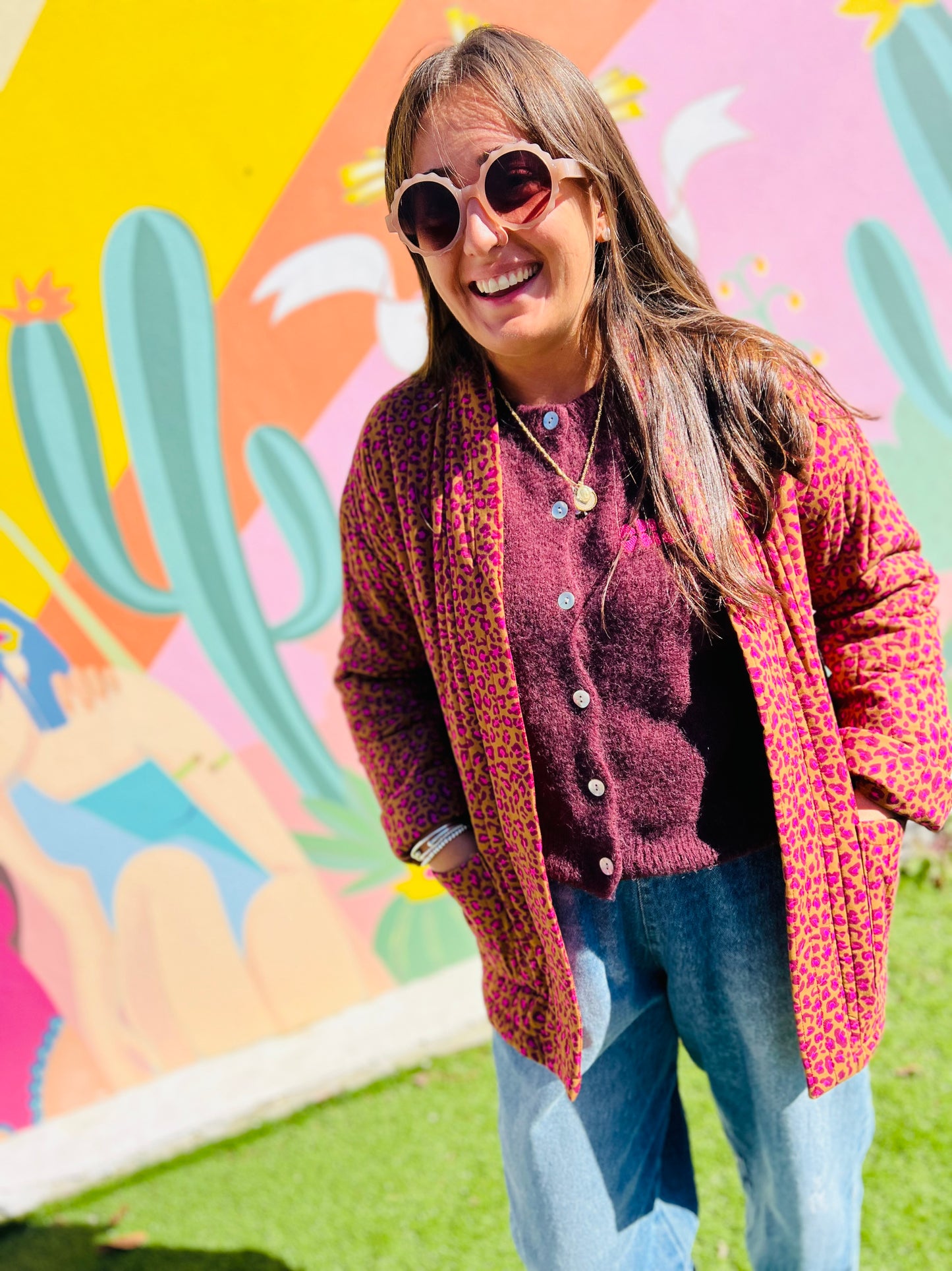 Veste matelassée Vaya - Léo camel et fuschia