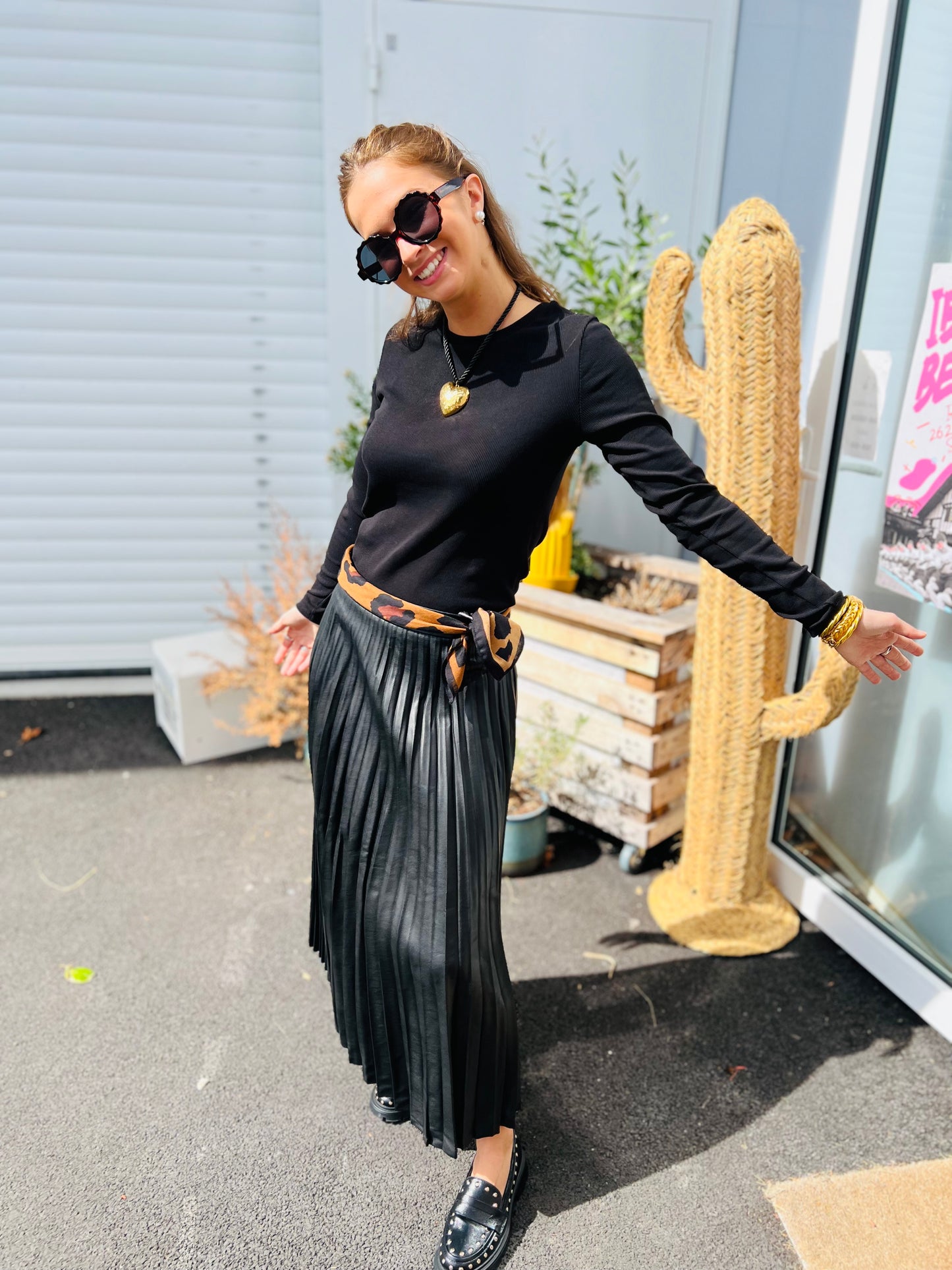 Jupe simili cuir Kao - Noir