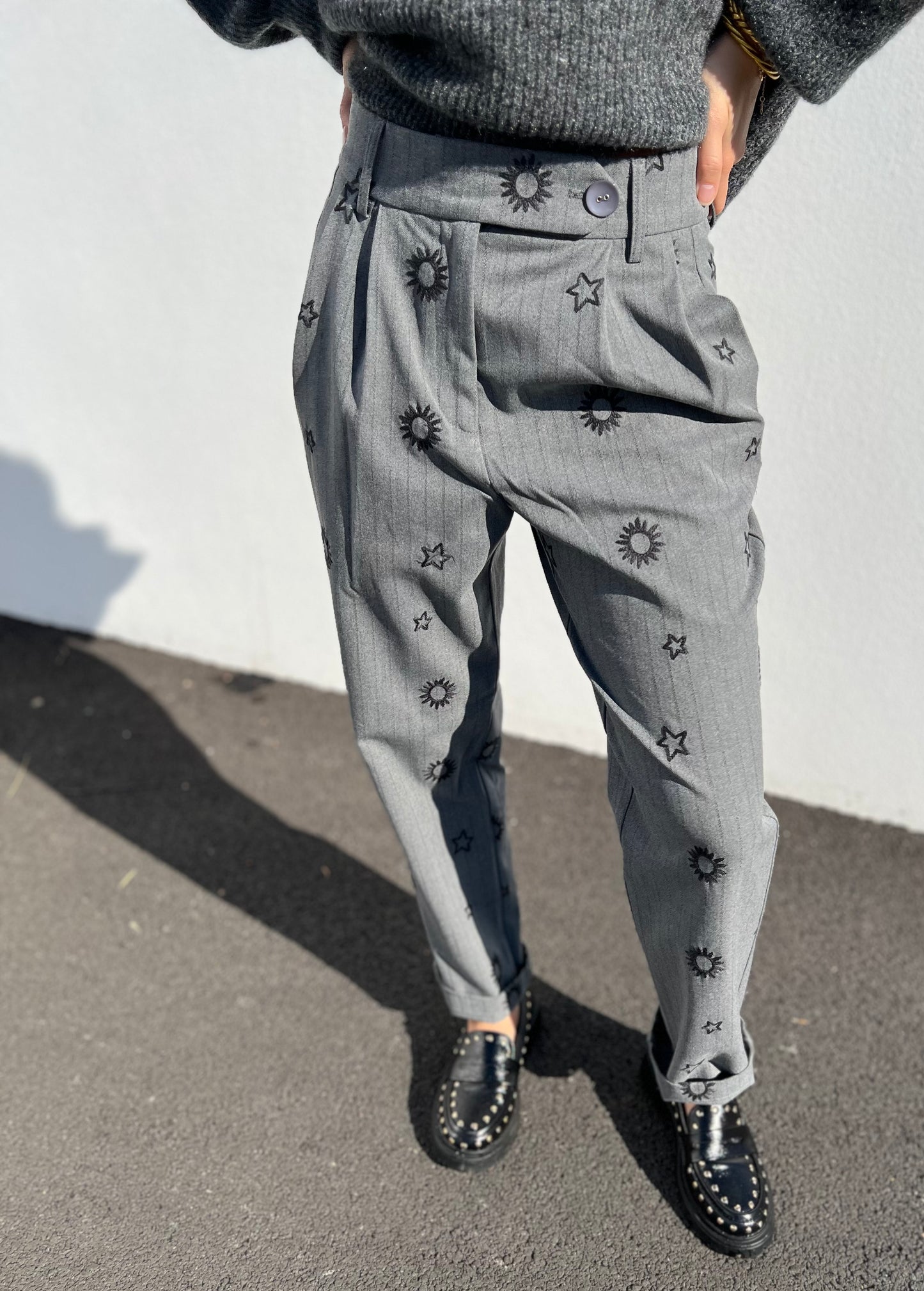 Pantalon Travis brodé - Gris