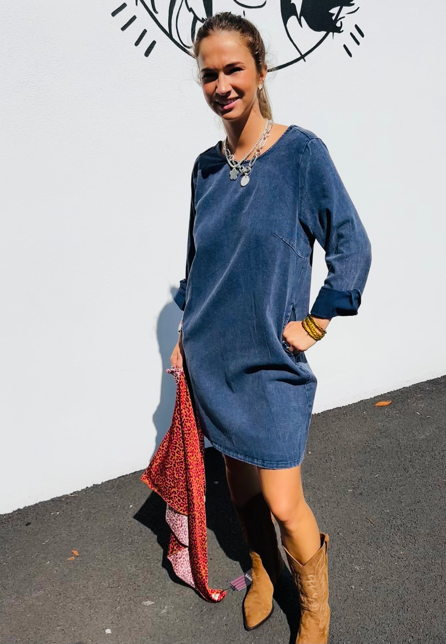 Robe dos ouvert Monika - denim marine