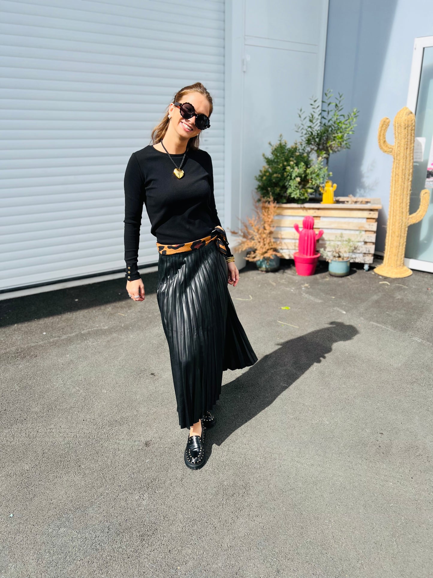 Jupe simili cuir Kao - Noir