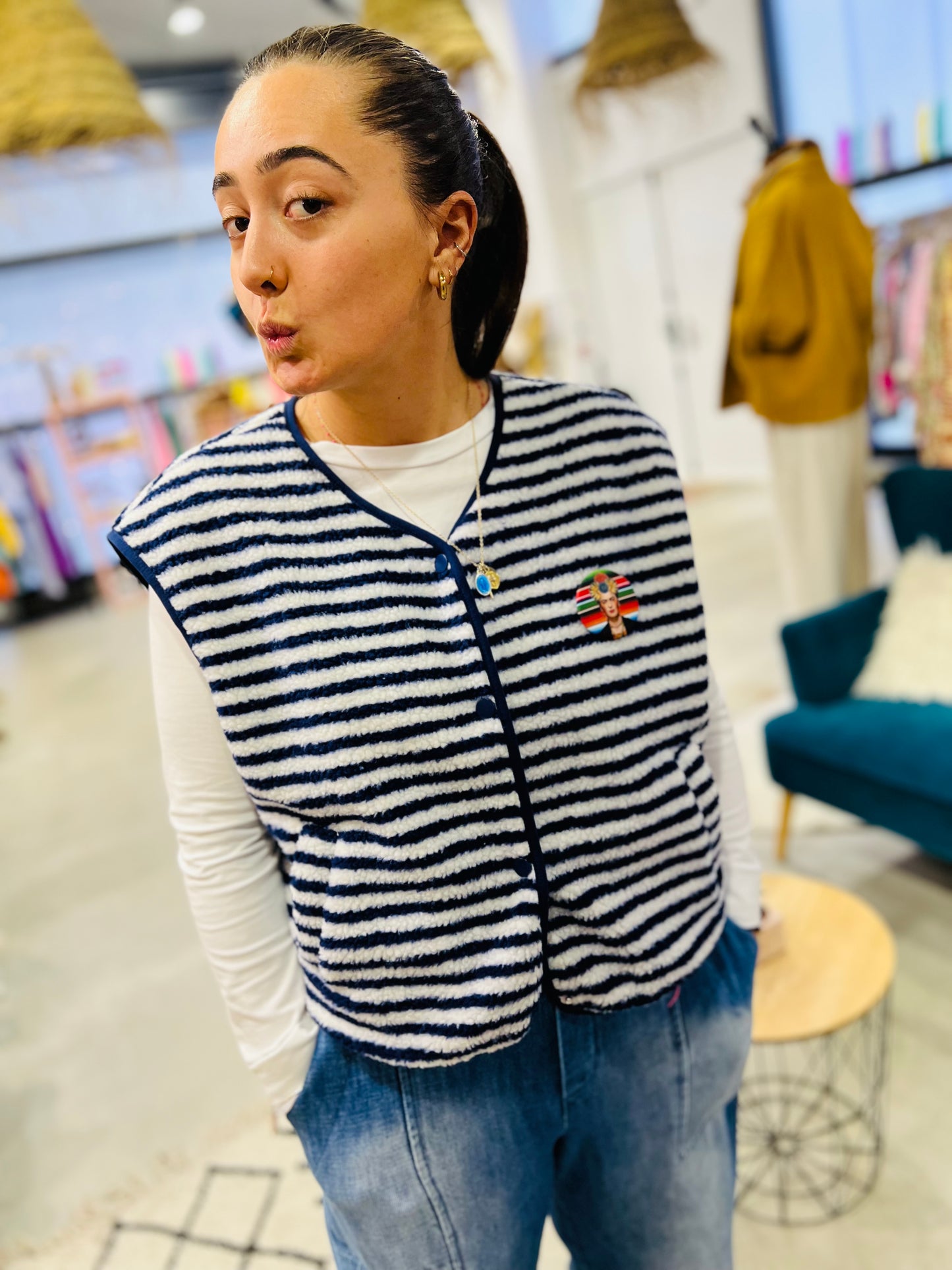 Veste sans manche Americana - Rayée marine