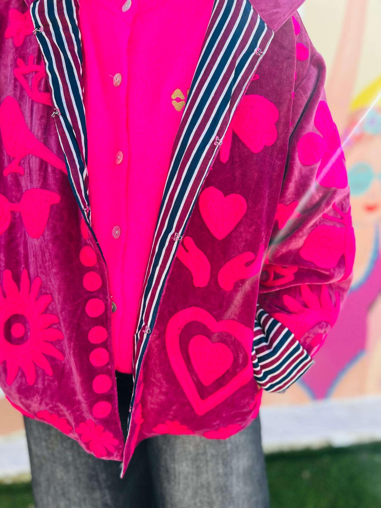 Veste velours broderies Moon - 2 couleurs