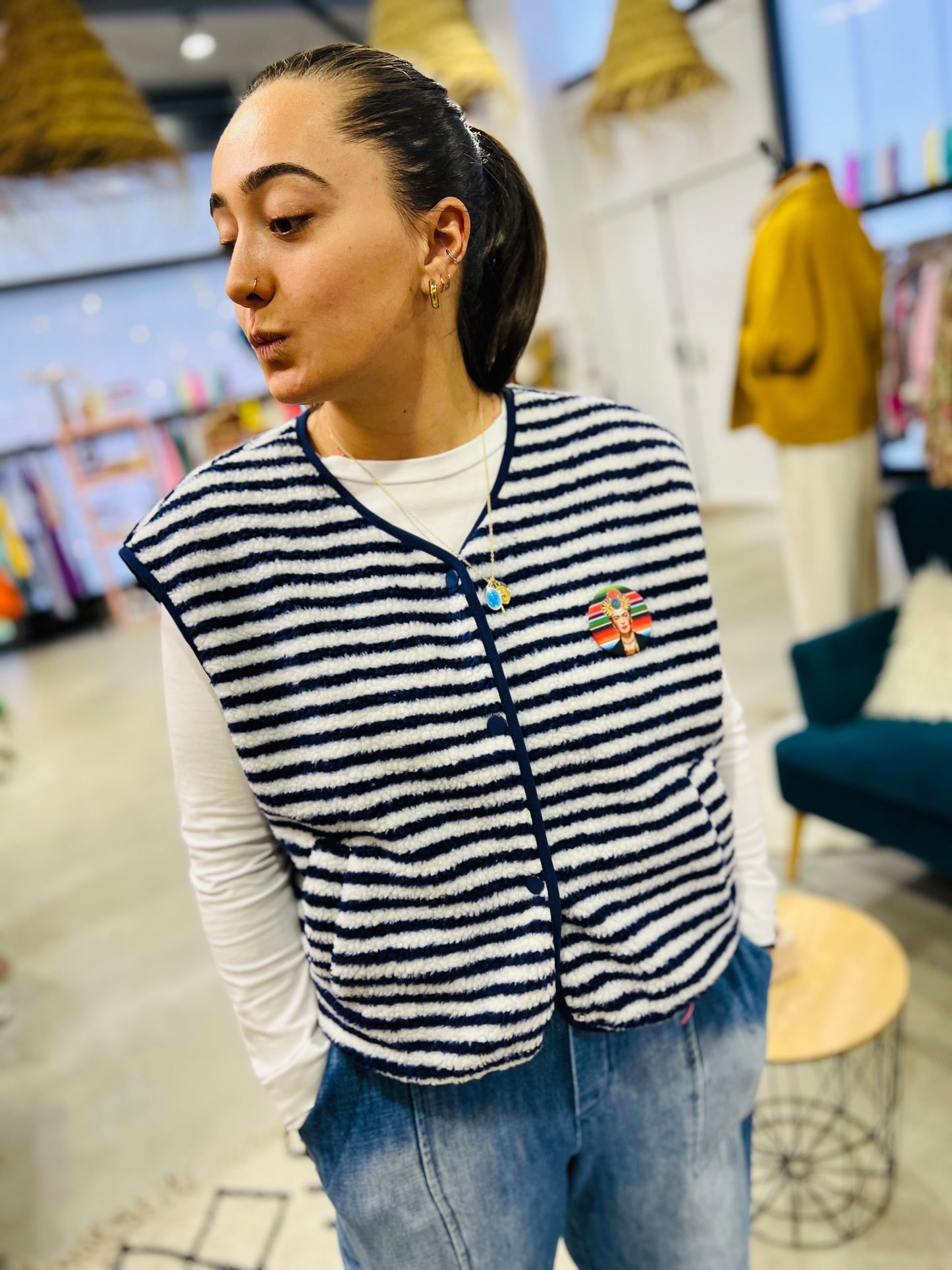 Veste sans manche Americana - Rayée marine