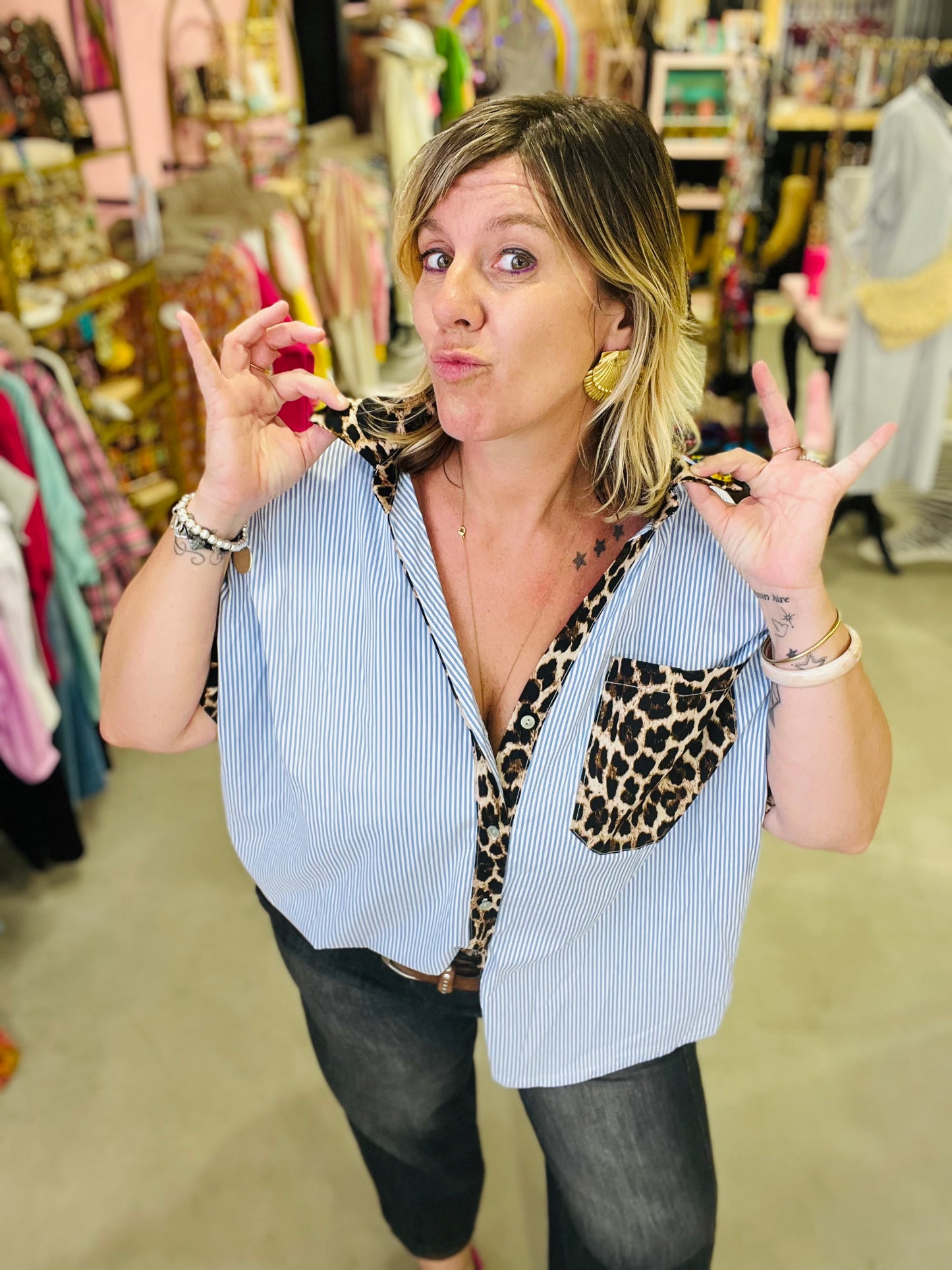 Blouse LEA Mix rayures et léo
