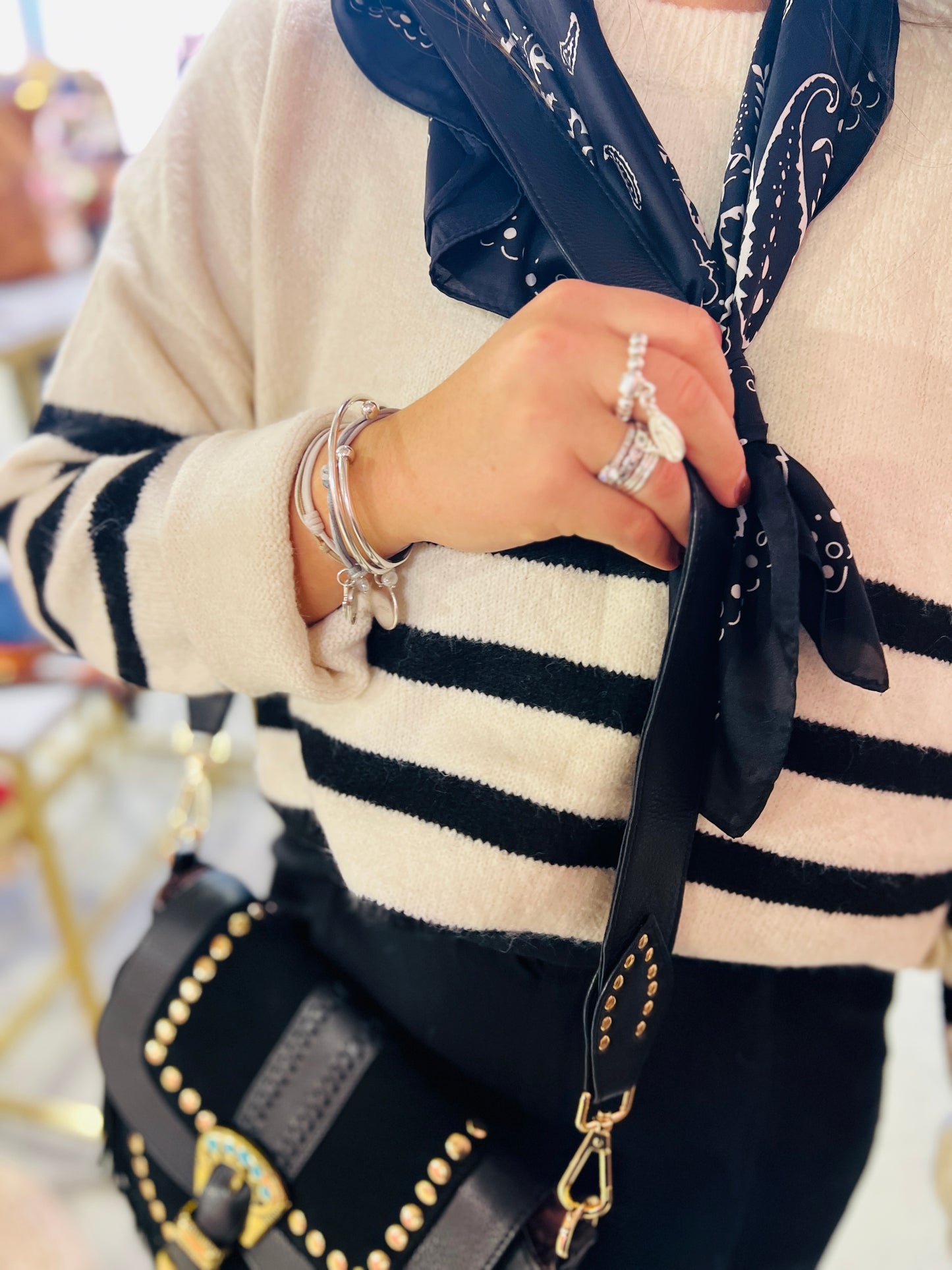 Pull Deauville marinière noire