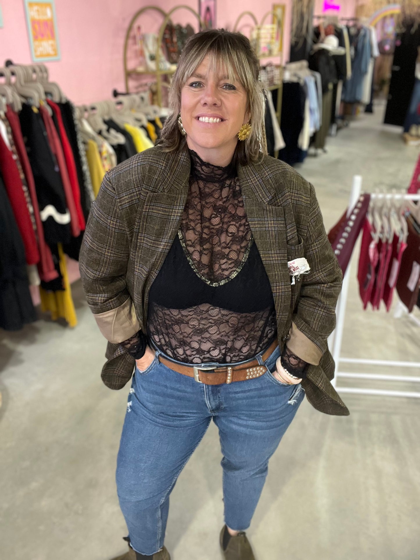 Top dentelle Palazzo - Noir