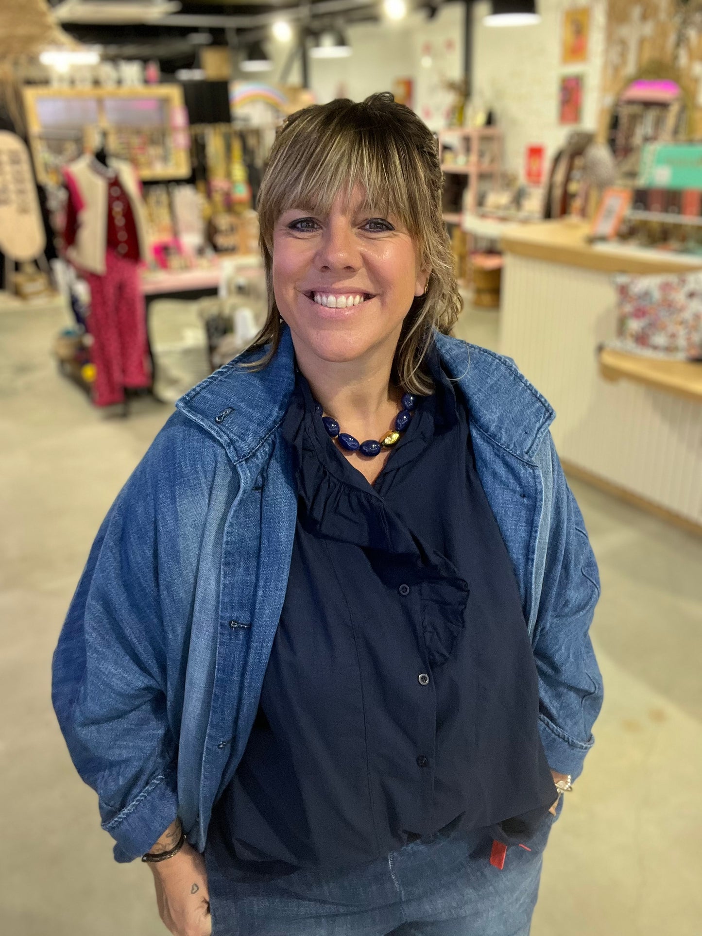 Blouse VOLA volant - Marine