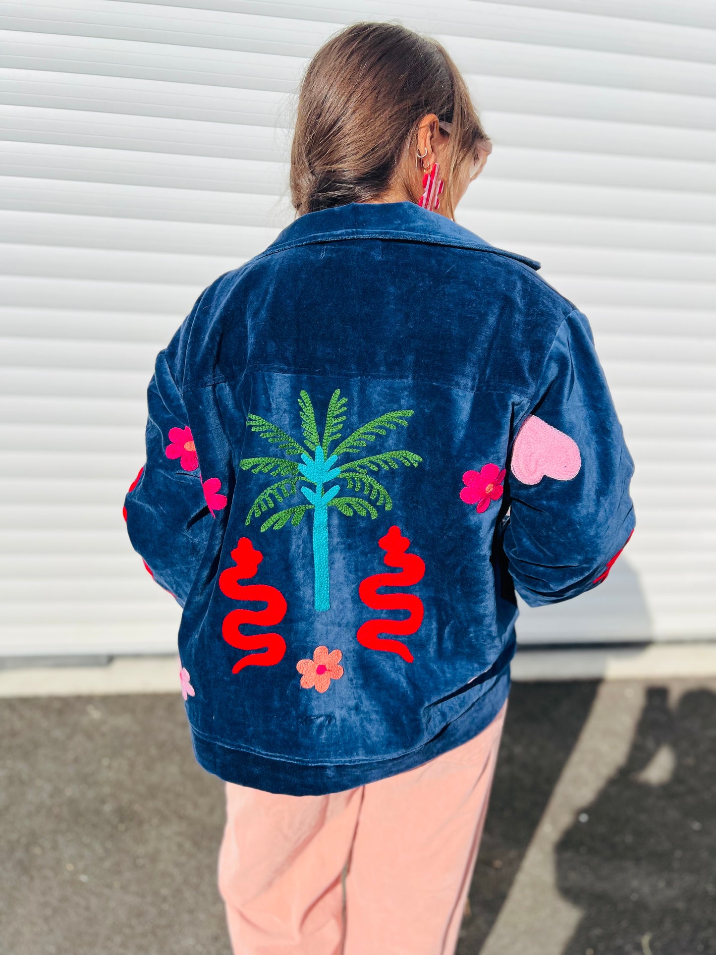 Veste velours broderies Palmeraie - 2 couleurs