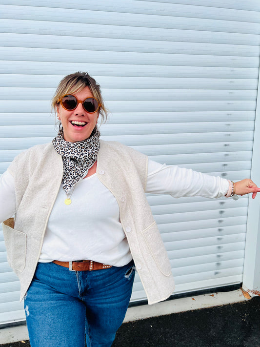 Veste sans manche laine Peru - Beige