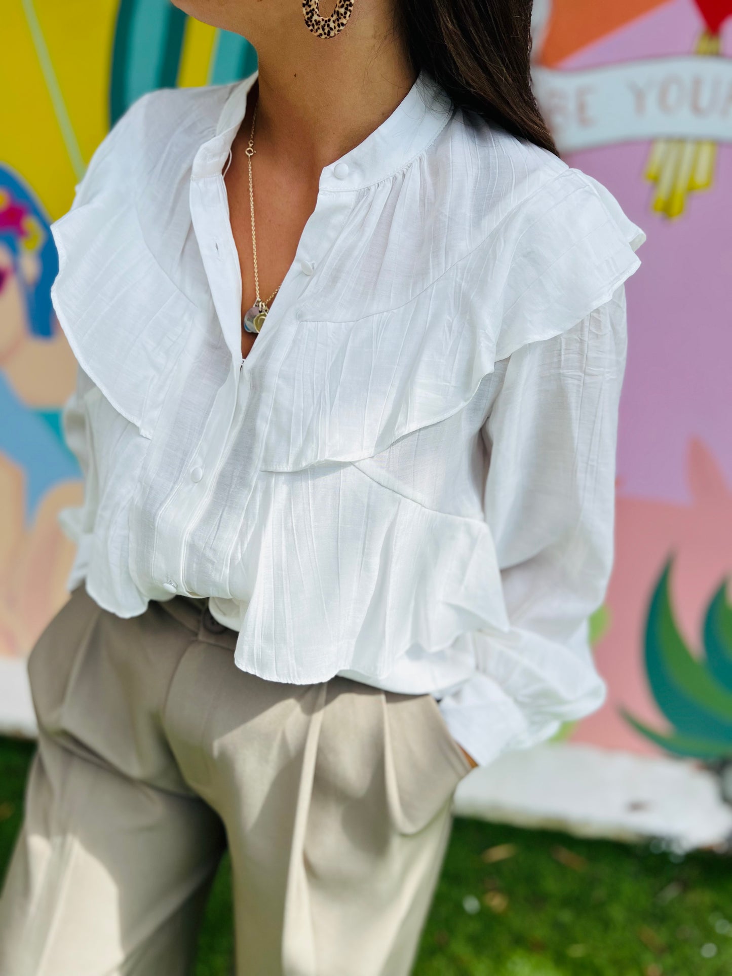 Blouse à volants Manille - Blanc