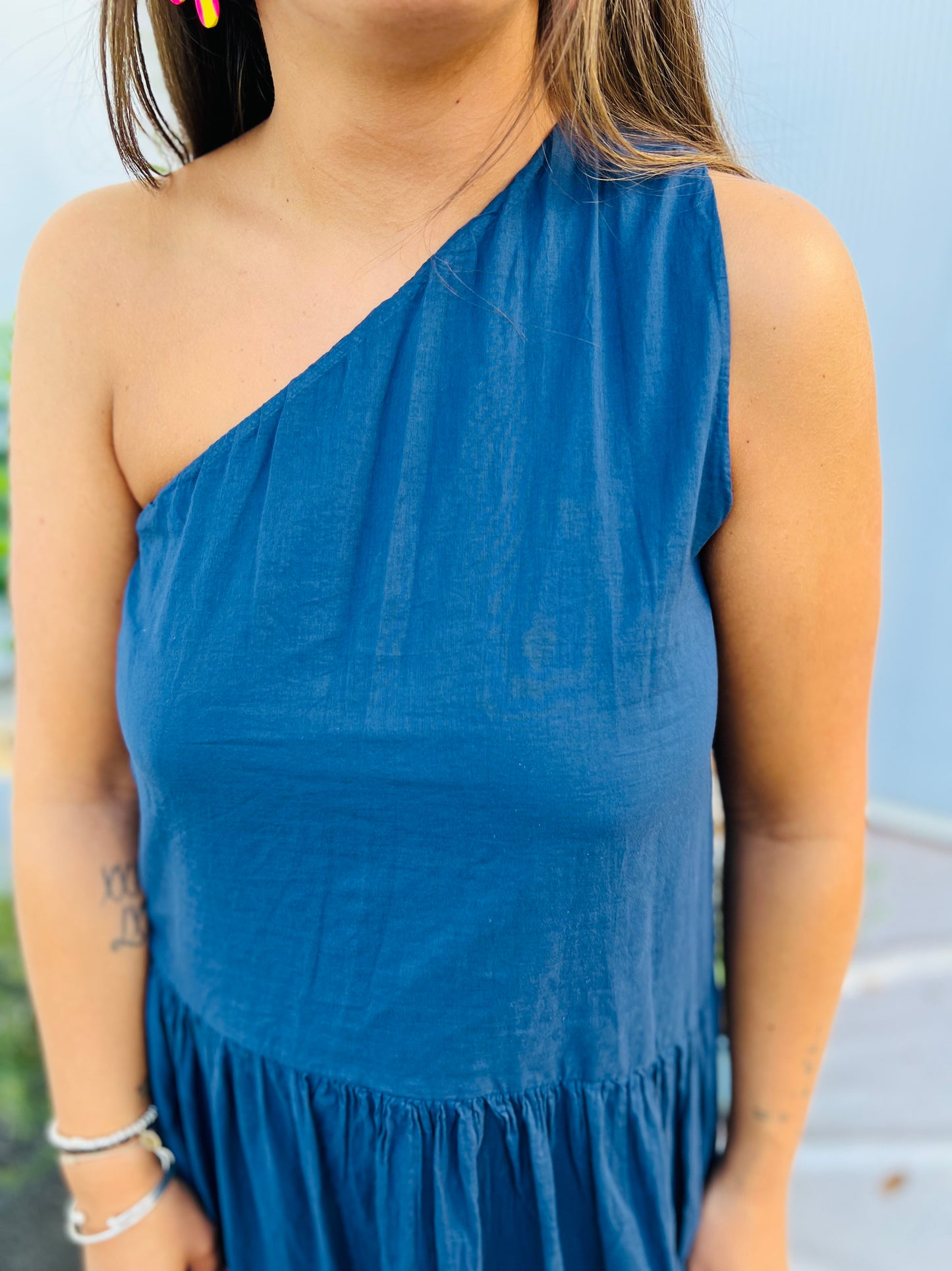Robe one shoulder Bleuna - Marine