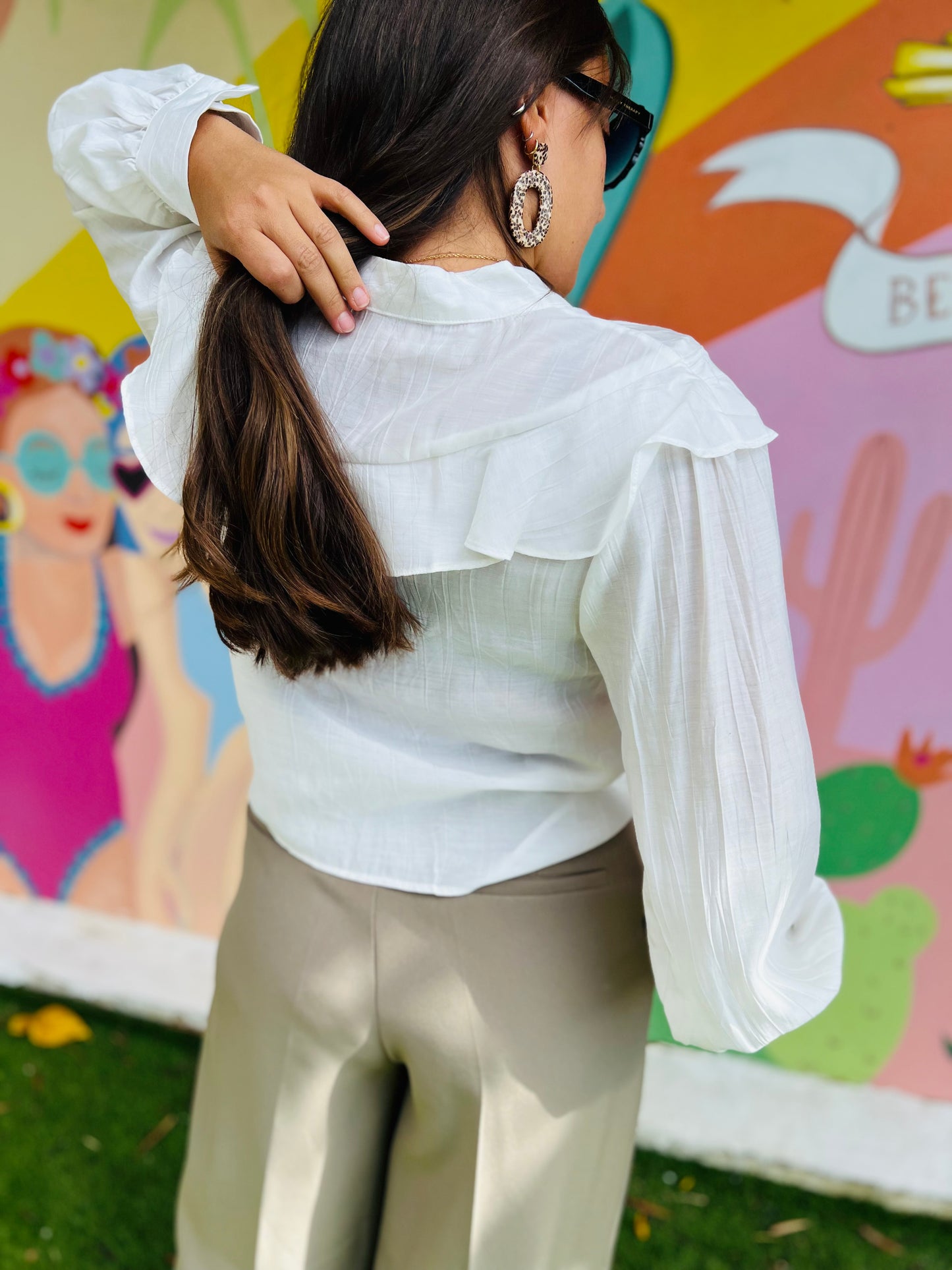 Blouse à volants Manille - Blanc