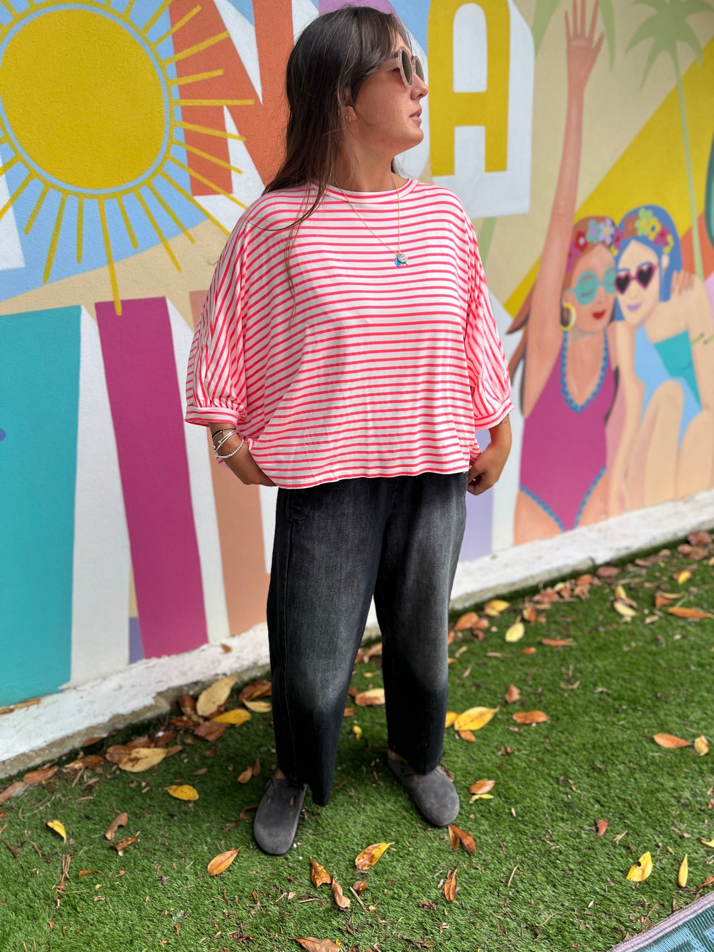 Top Toki - marinière corail fluo