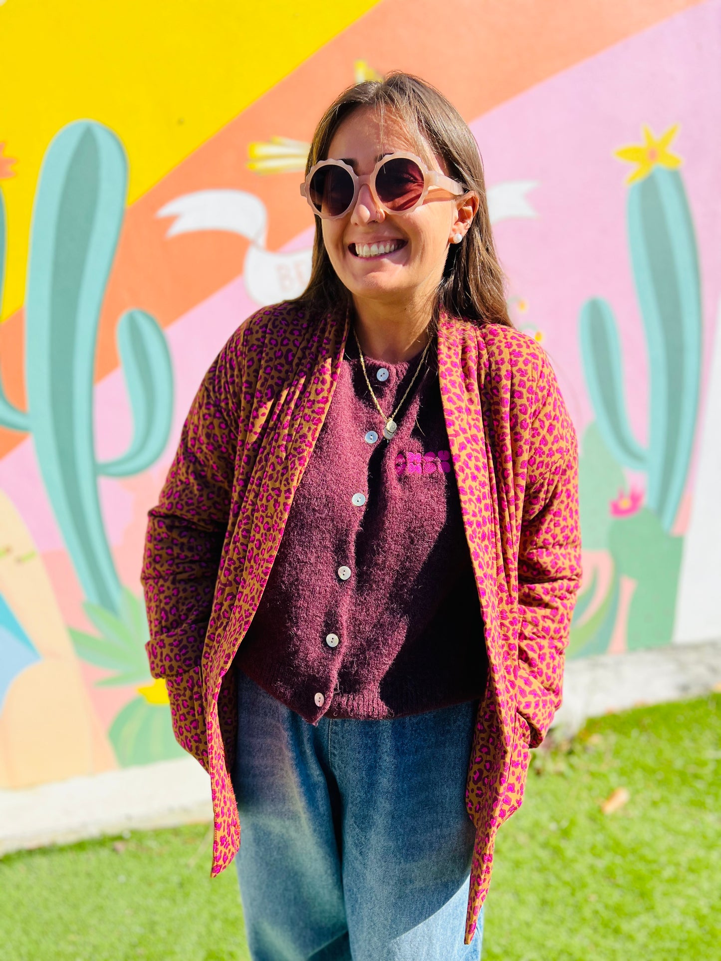 Veste matelassée Vaya - Léo camel et fuschia