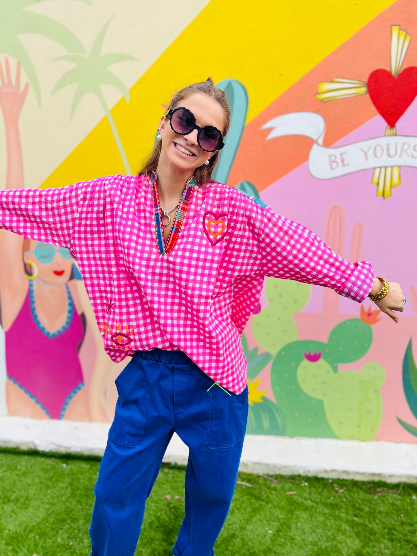 Blouse Coeur Vichy - Multicolore