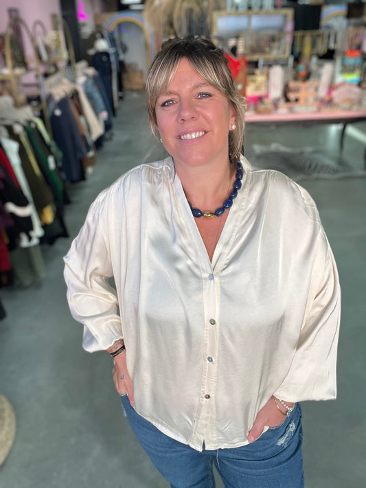 Chemise satinée FELINI - crème