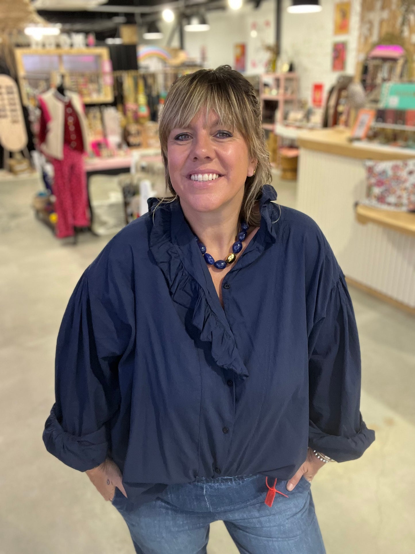 Blouse VOLA volant - Marine