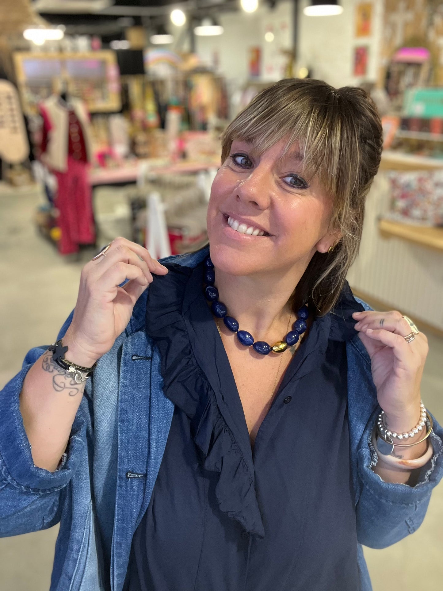 Blouse VOLA volant - Marine