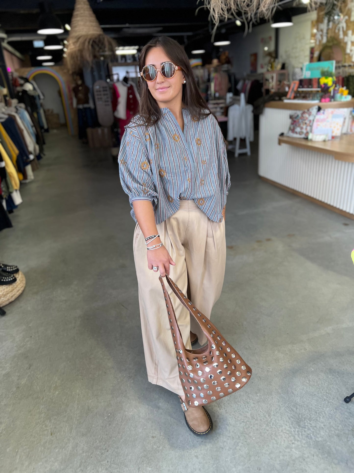 Pantalon large SHANE - Camel