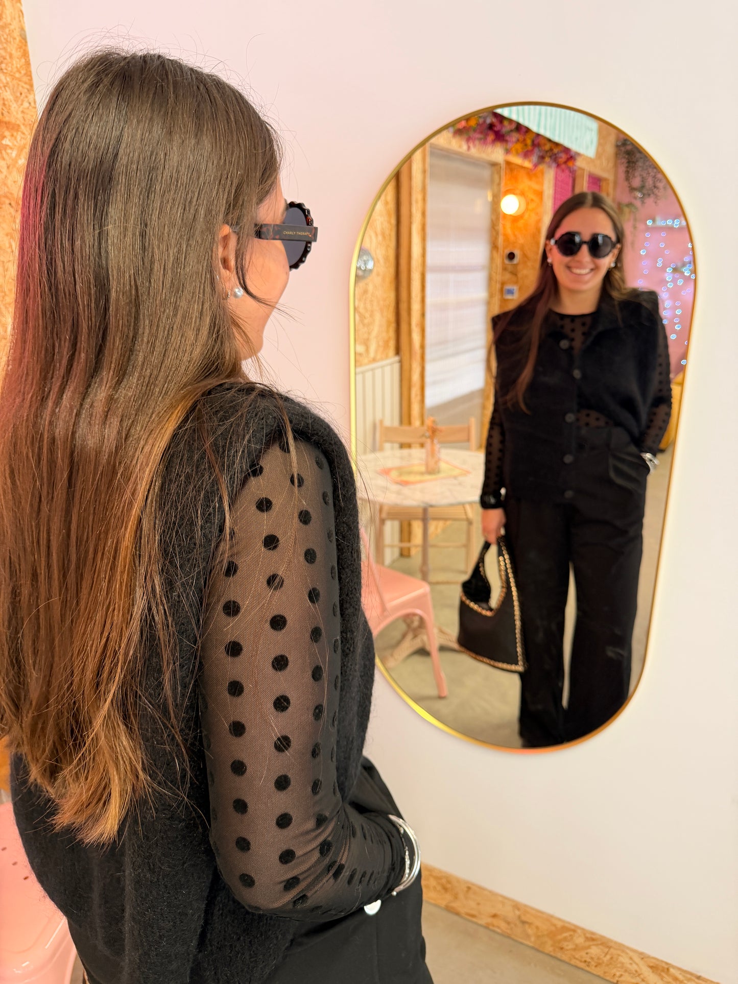 Top Pois tulle noir