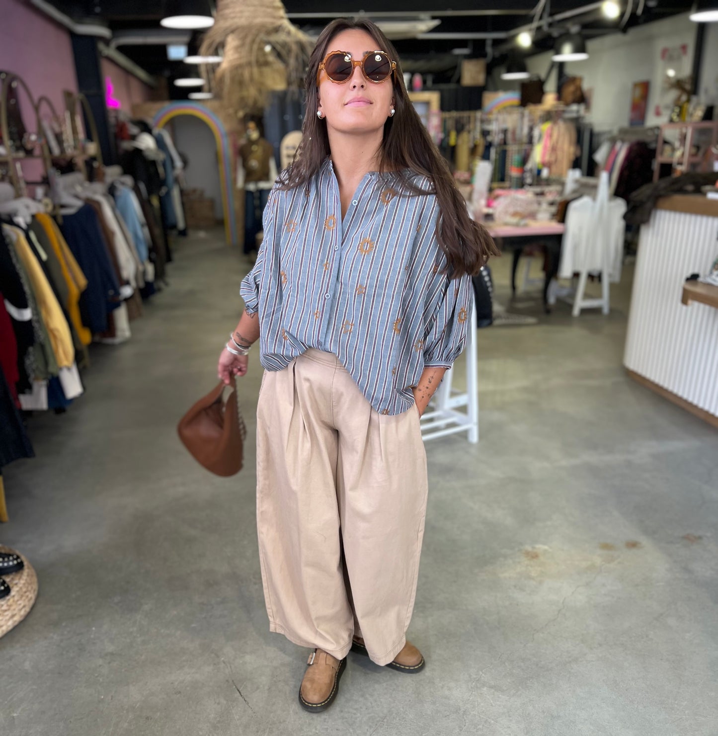 Pantalon large SHANE - Camel