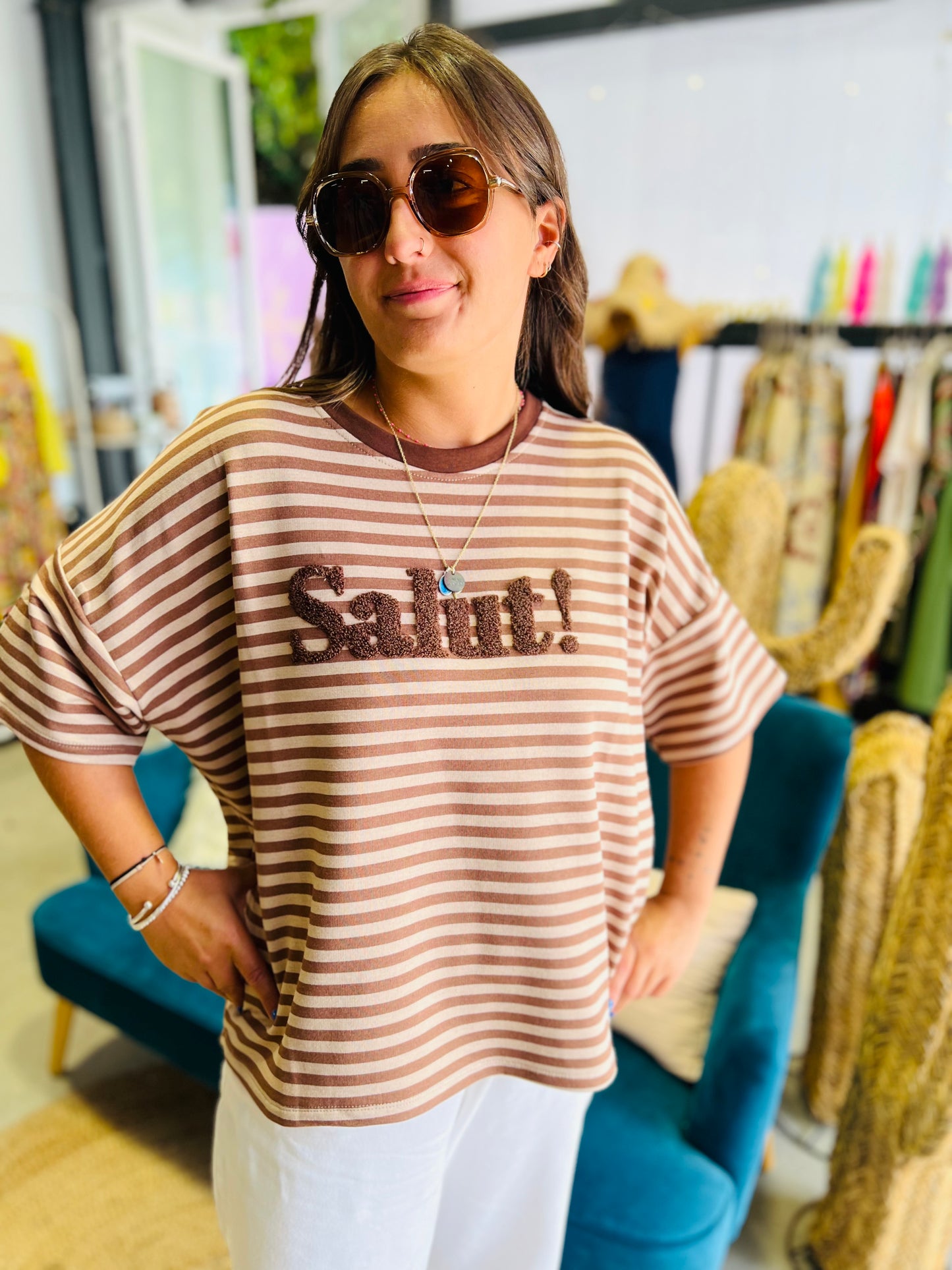 T-shirt Zaza - marinière Choco