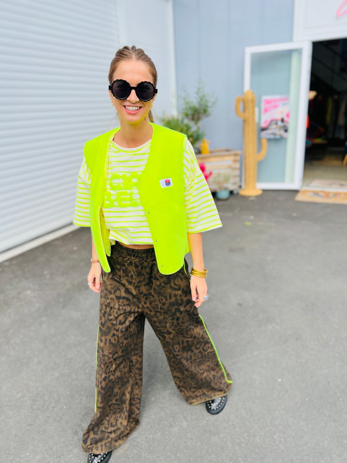 Pantalon Mariolu by Banditas - Léo bande jaune fluo