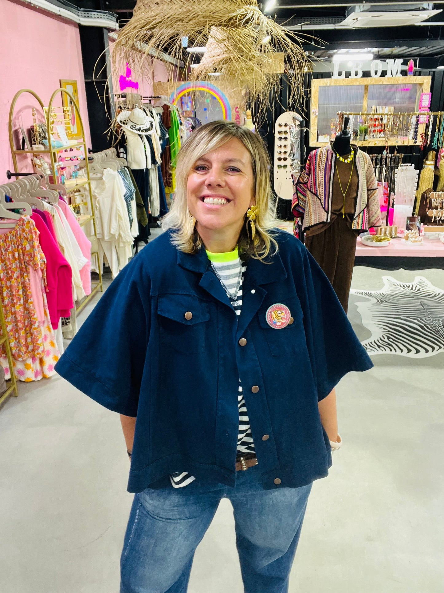 Veste en toile oversize Agave - Marine