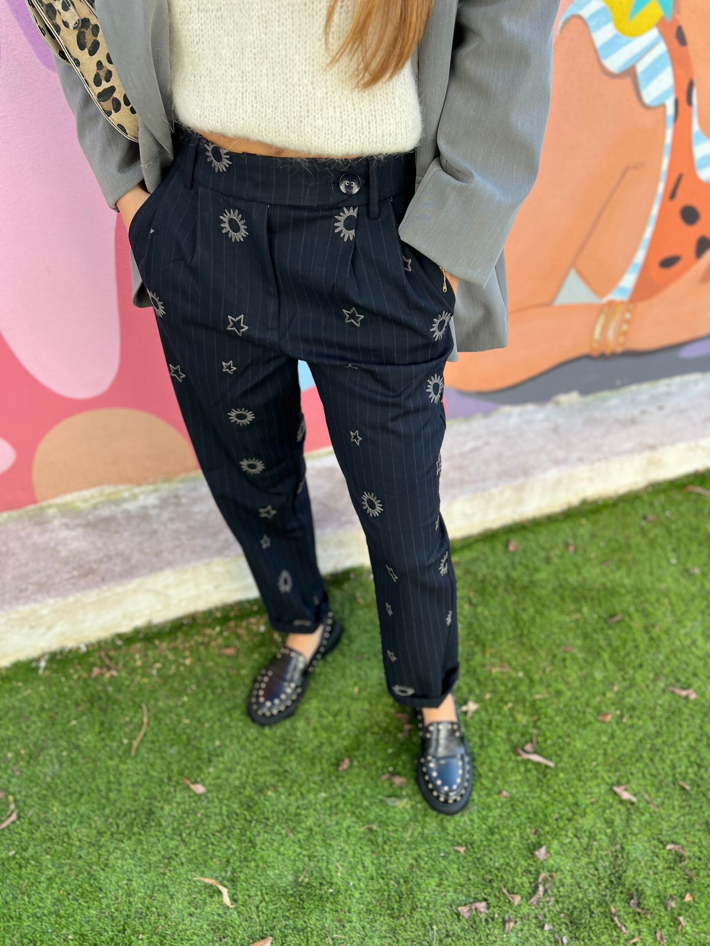 Pantalon Travis brodé - Marine