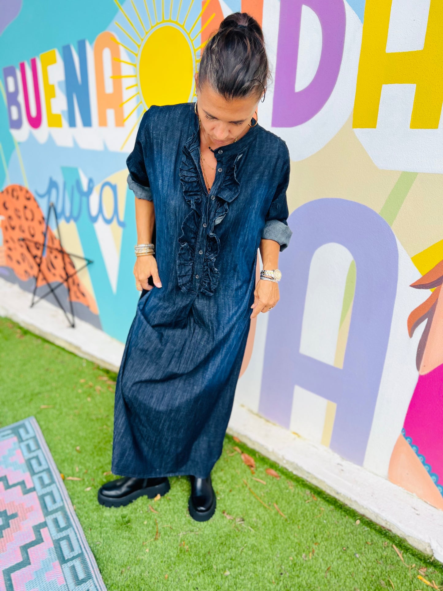 Robe longue en jean BENTON by Banditas - Denim bleu