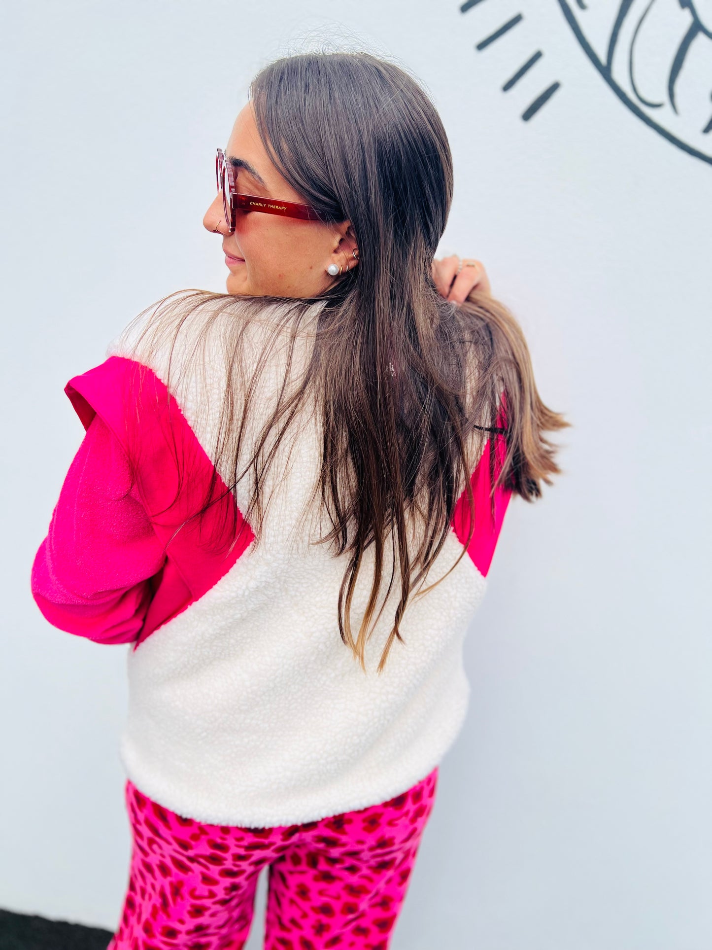 Veste sans manche mouton léopard Gino - Rose