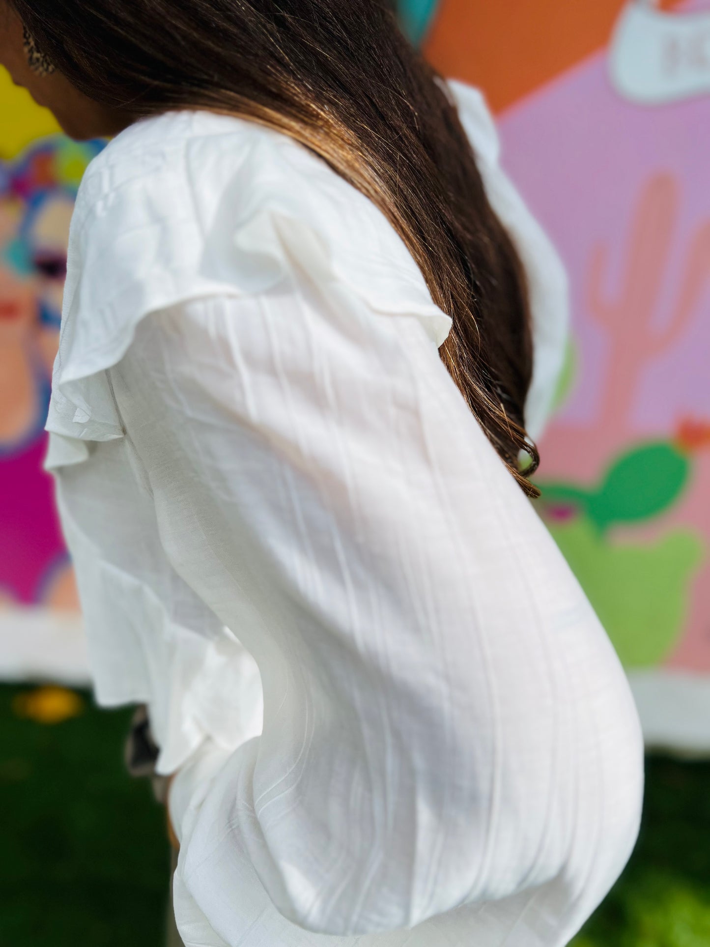 Blouse à volants Manille - Blanc