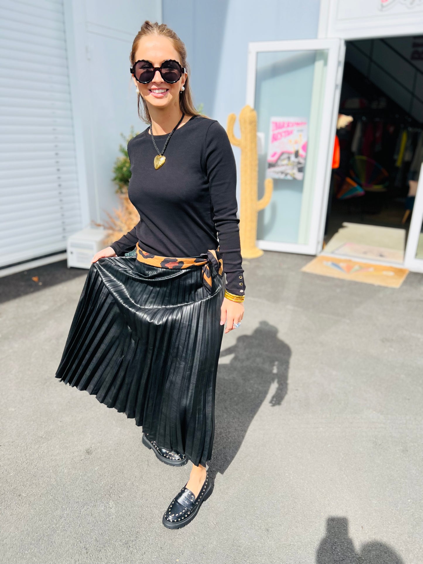 Jupe simili cuir Kao - Noir