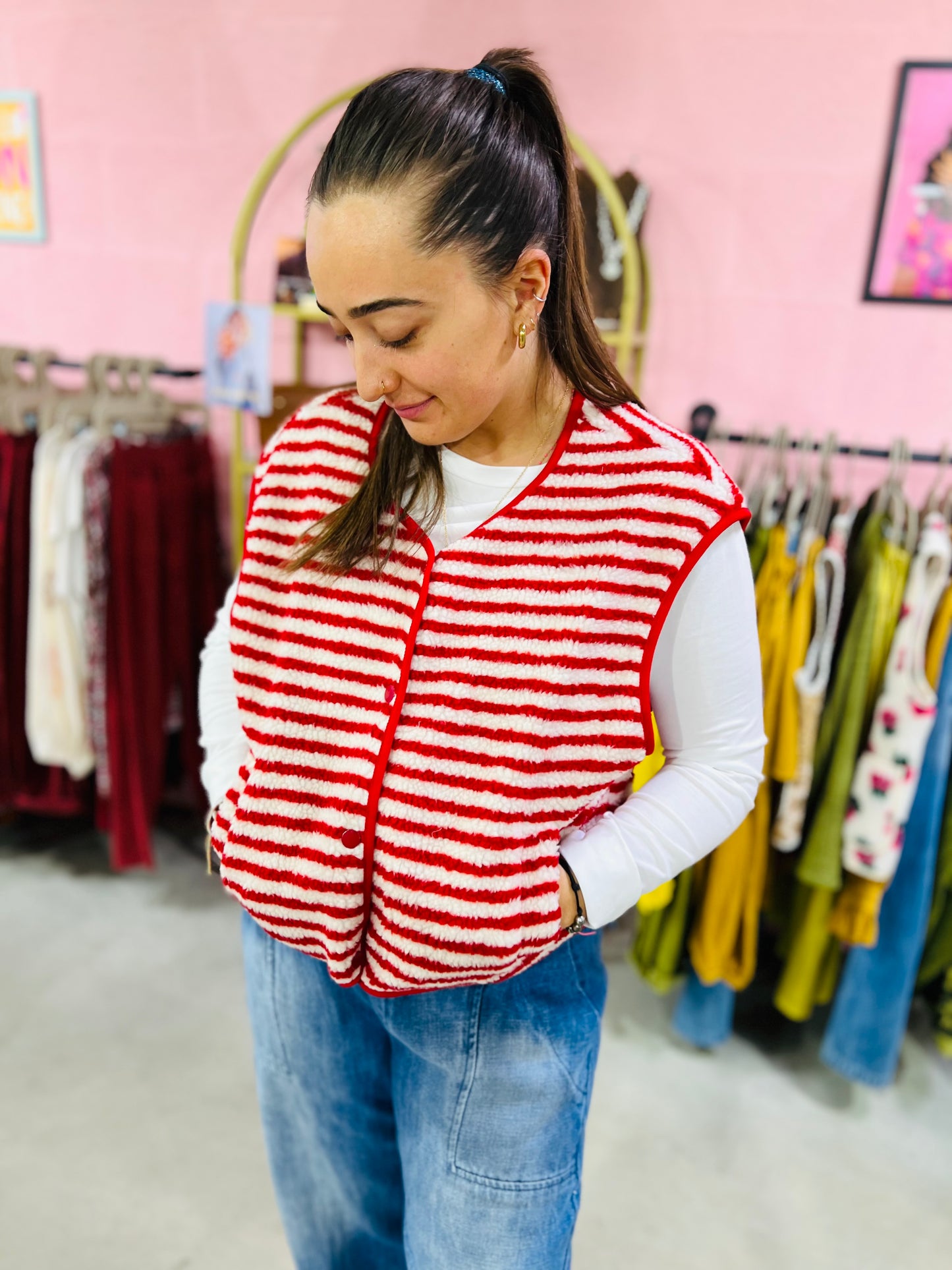 Veste sans manche Americana - Rayée rouge