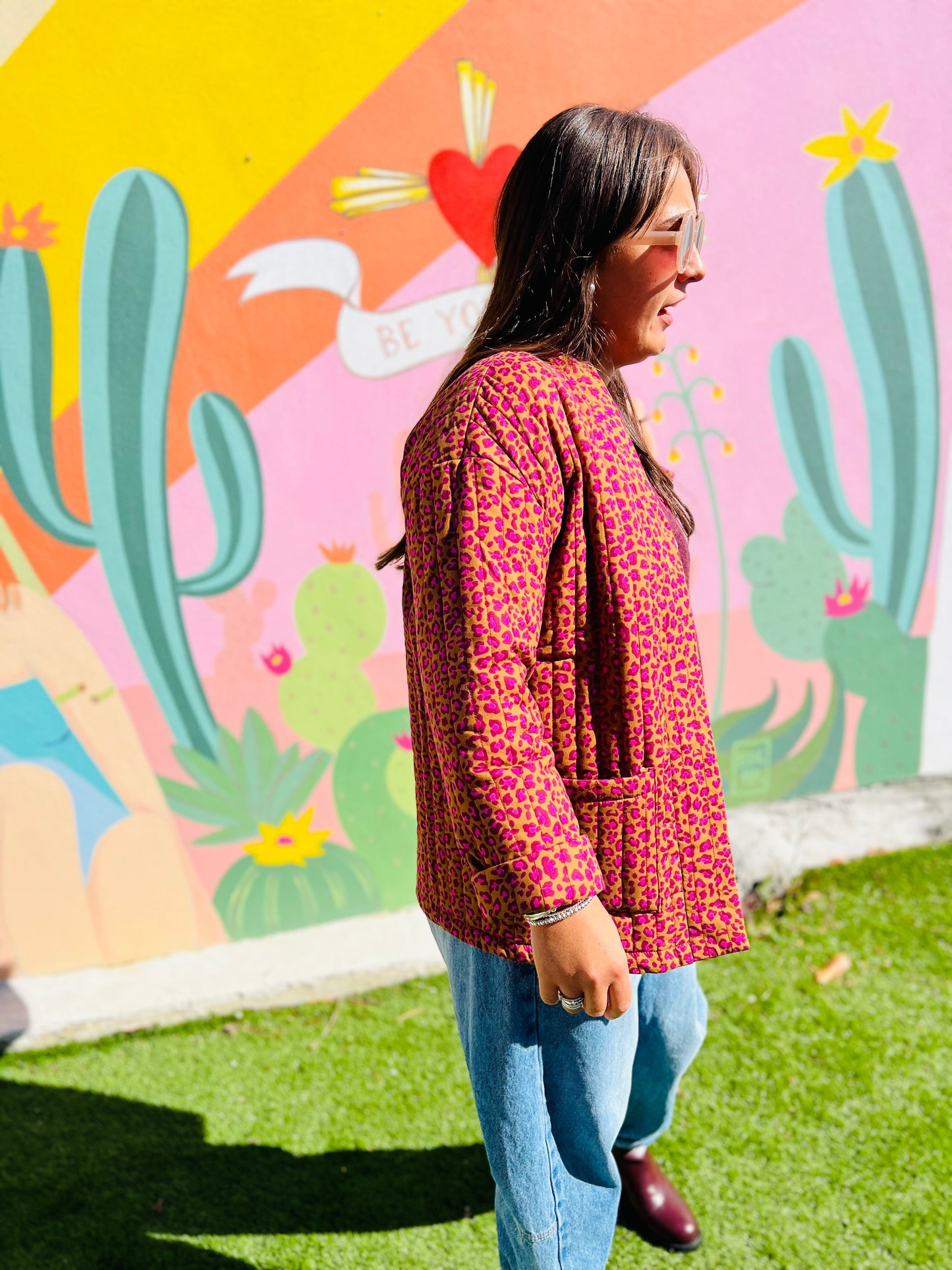 Veste matelassée Vaya - Léo camel et fuschia