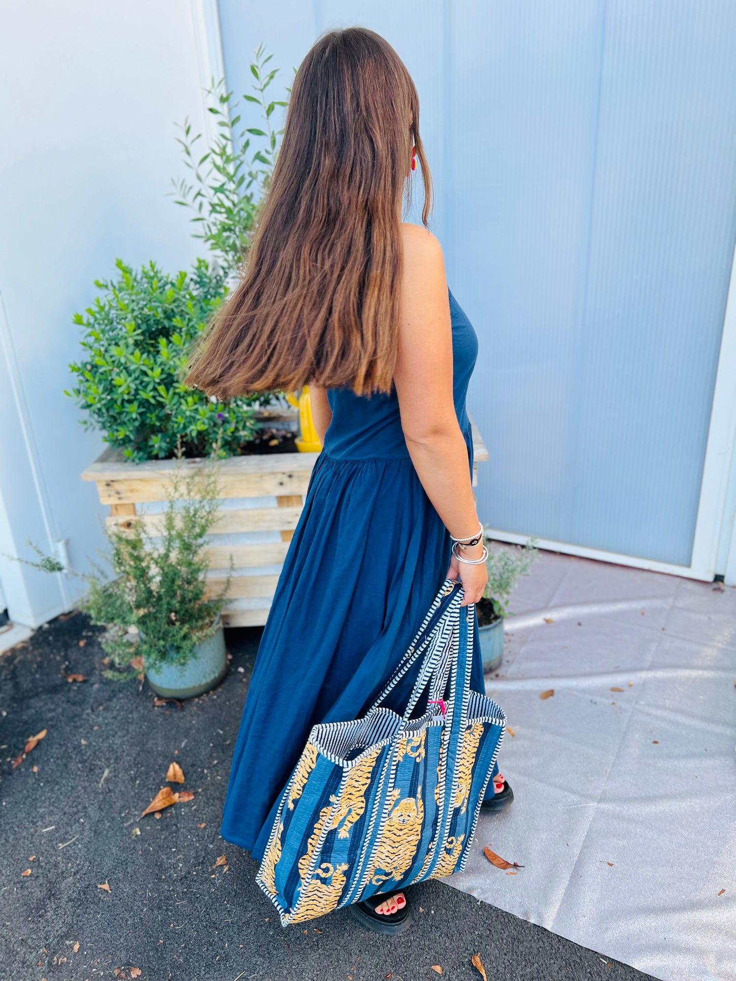 Robe one shoulder Bleuna - Marine
