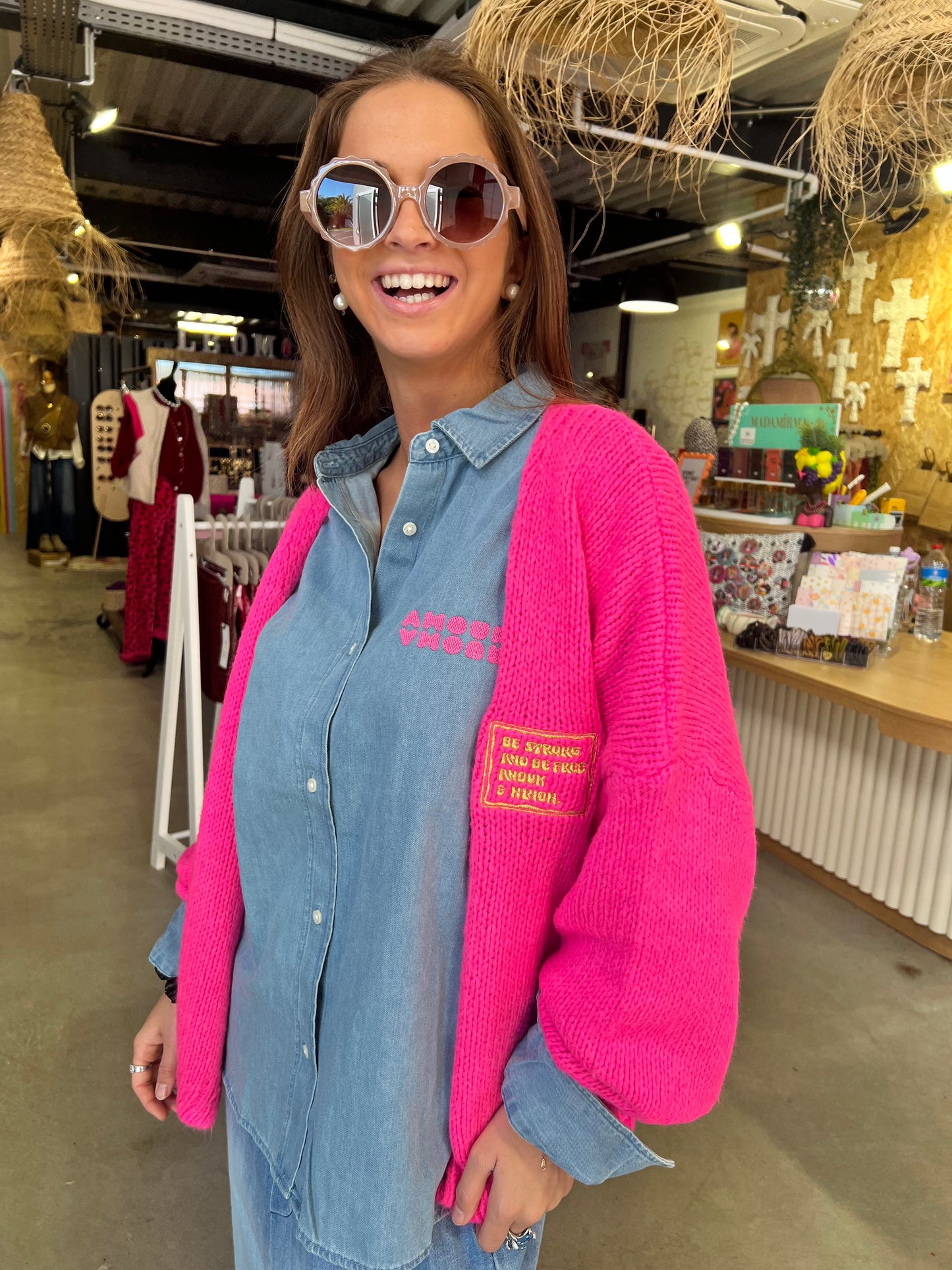 Gilet Gaspard grosse maille - Fuschia