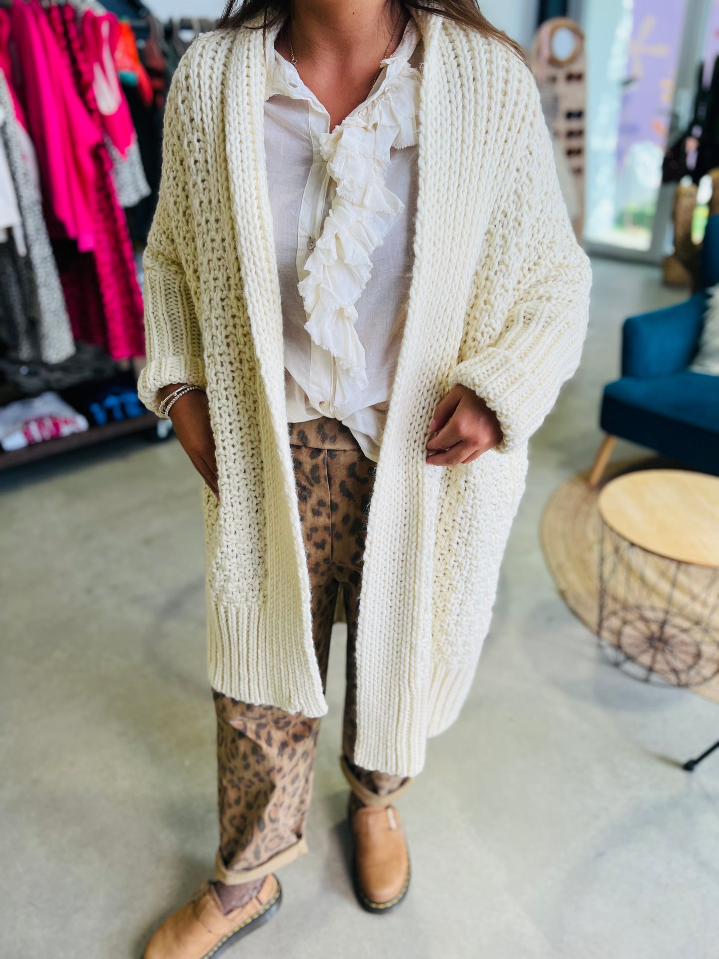 Long gilet Azzura by Banditas -Ecru