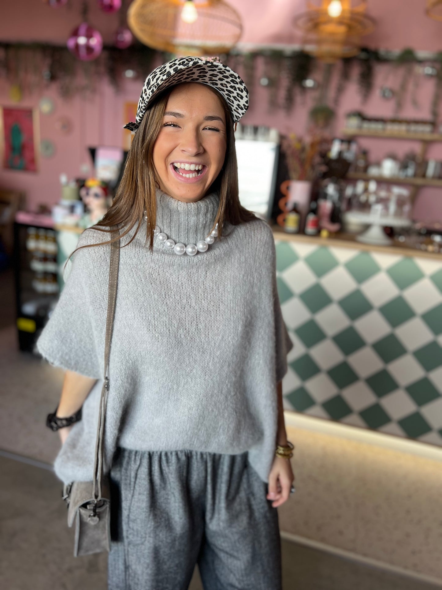 Pull grand col INDI - Gris perle