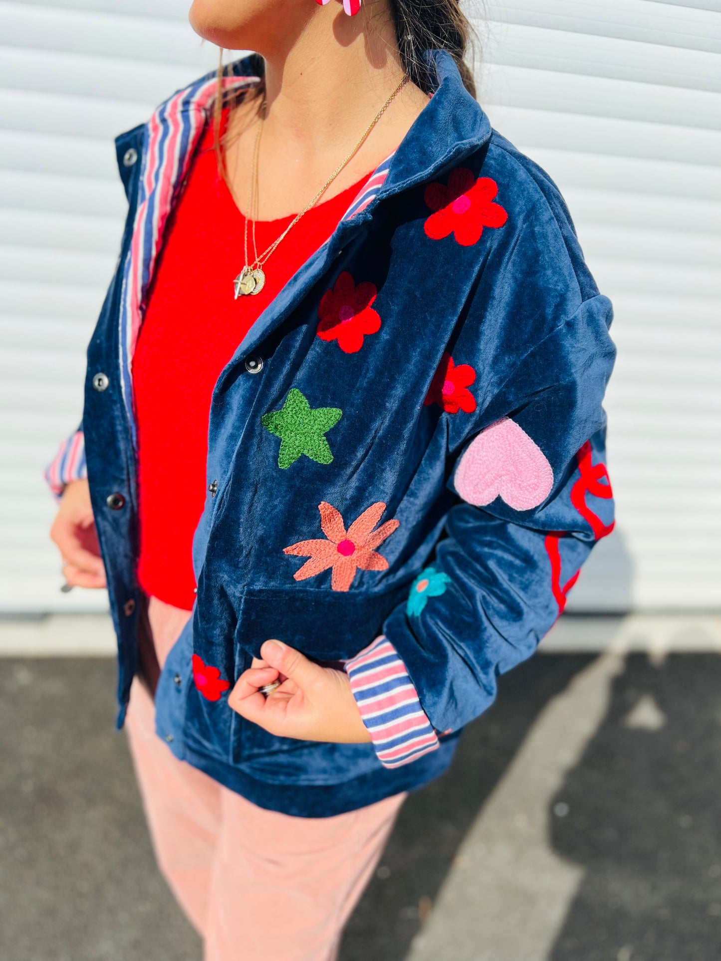 Veste velours broderies Palmeraie - 2 couleurs