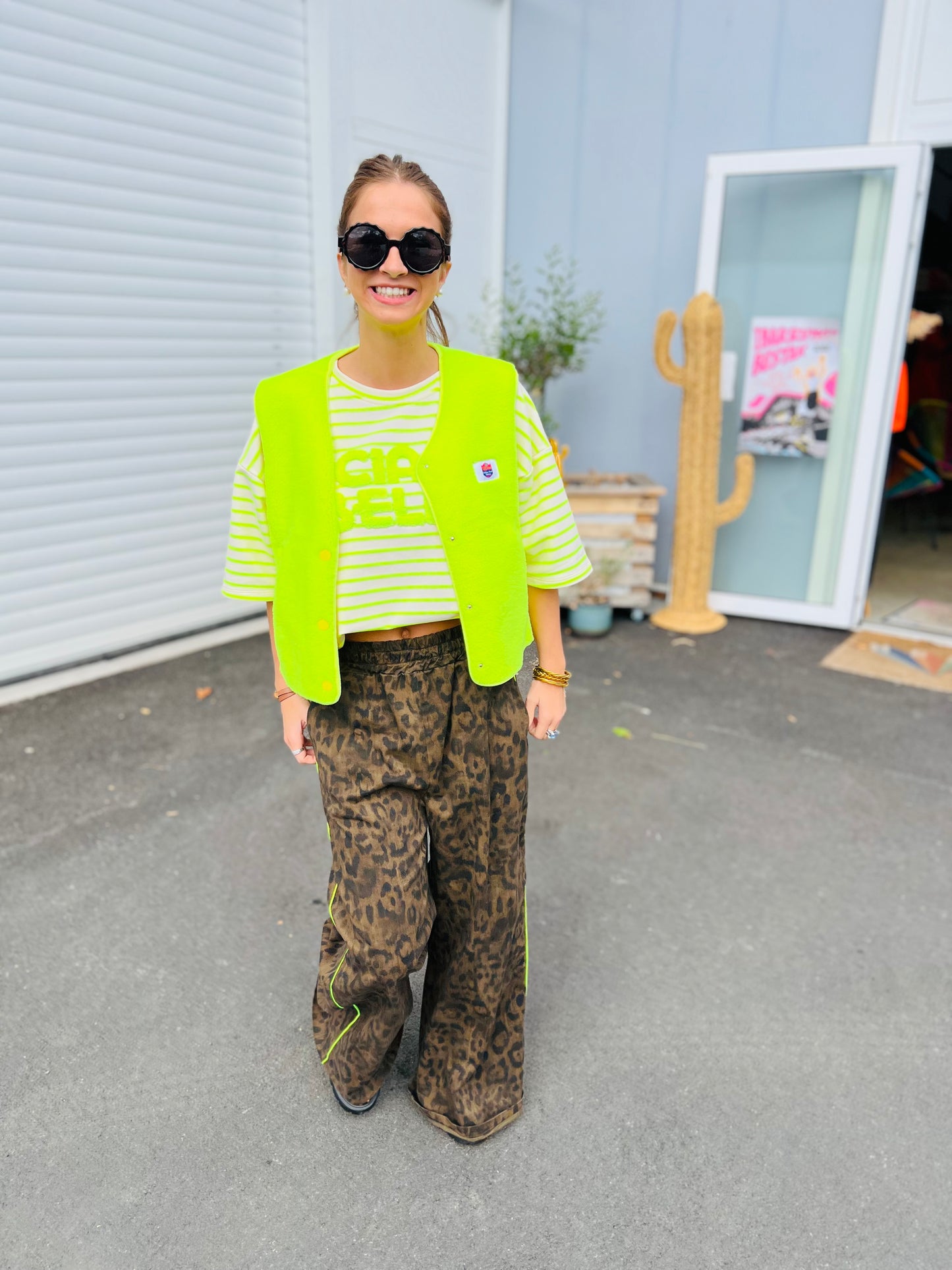 Pantalon Mariolu by Banditas - Léo bande jaune fluo
